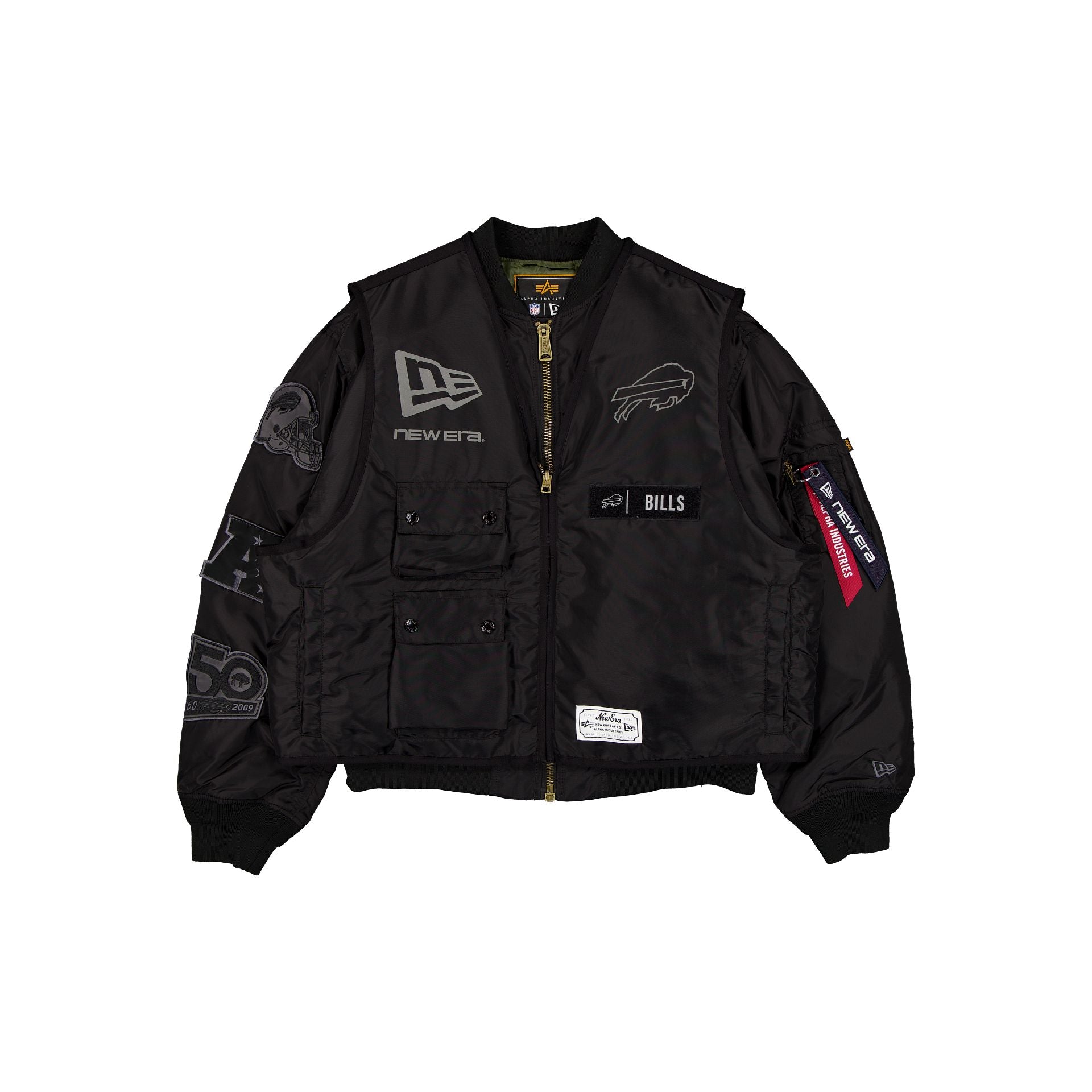 Alpha Industries x Buffalo Bills Veste de vol + gilet 2-en-1 MA-1 noir