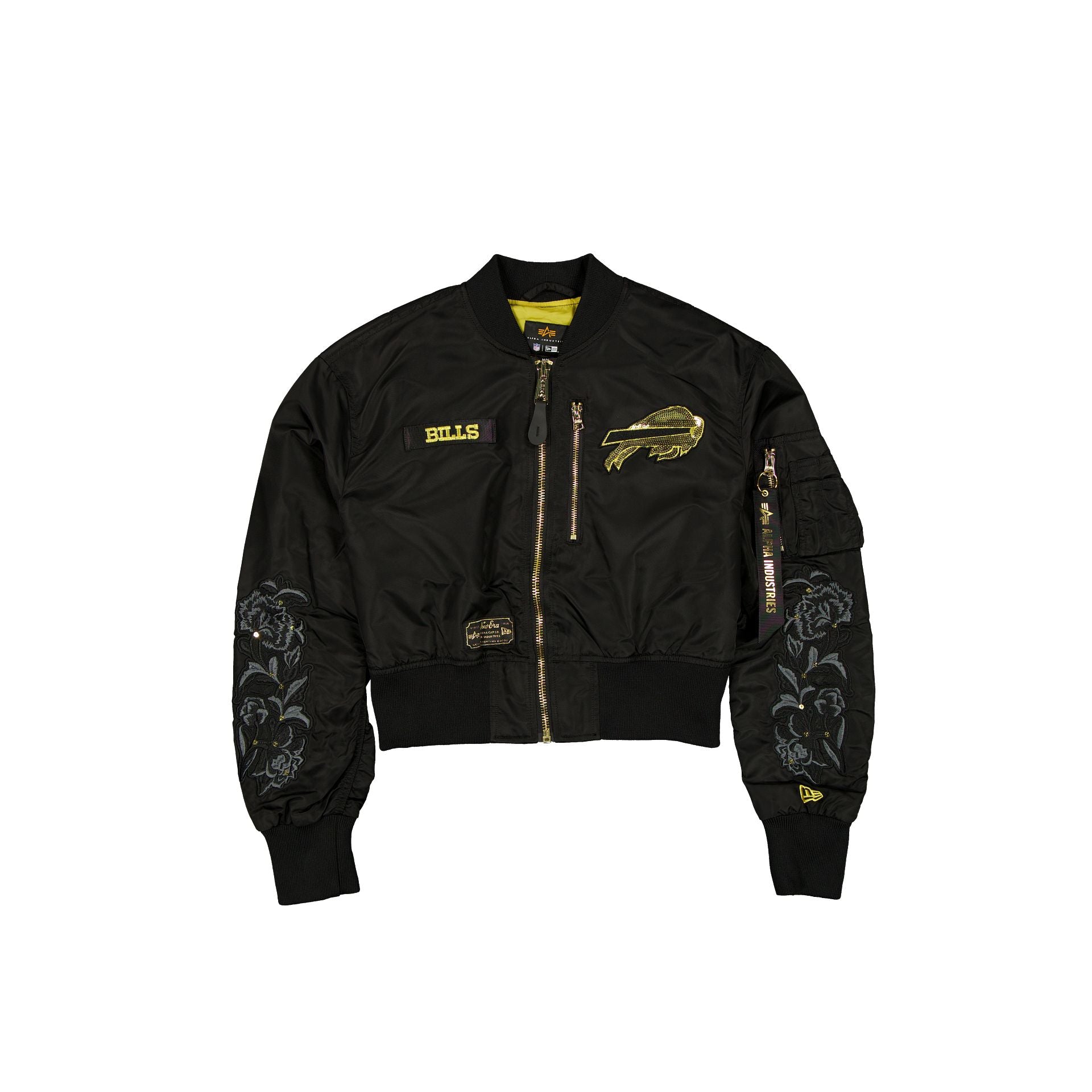 Alpha Industries x Buffalo Bills Blouson aviateur court L-2B noir et or pour femme