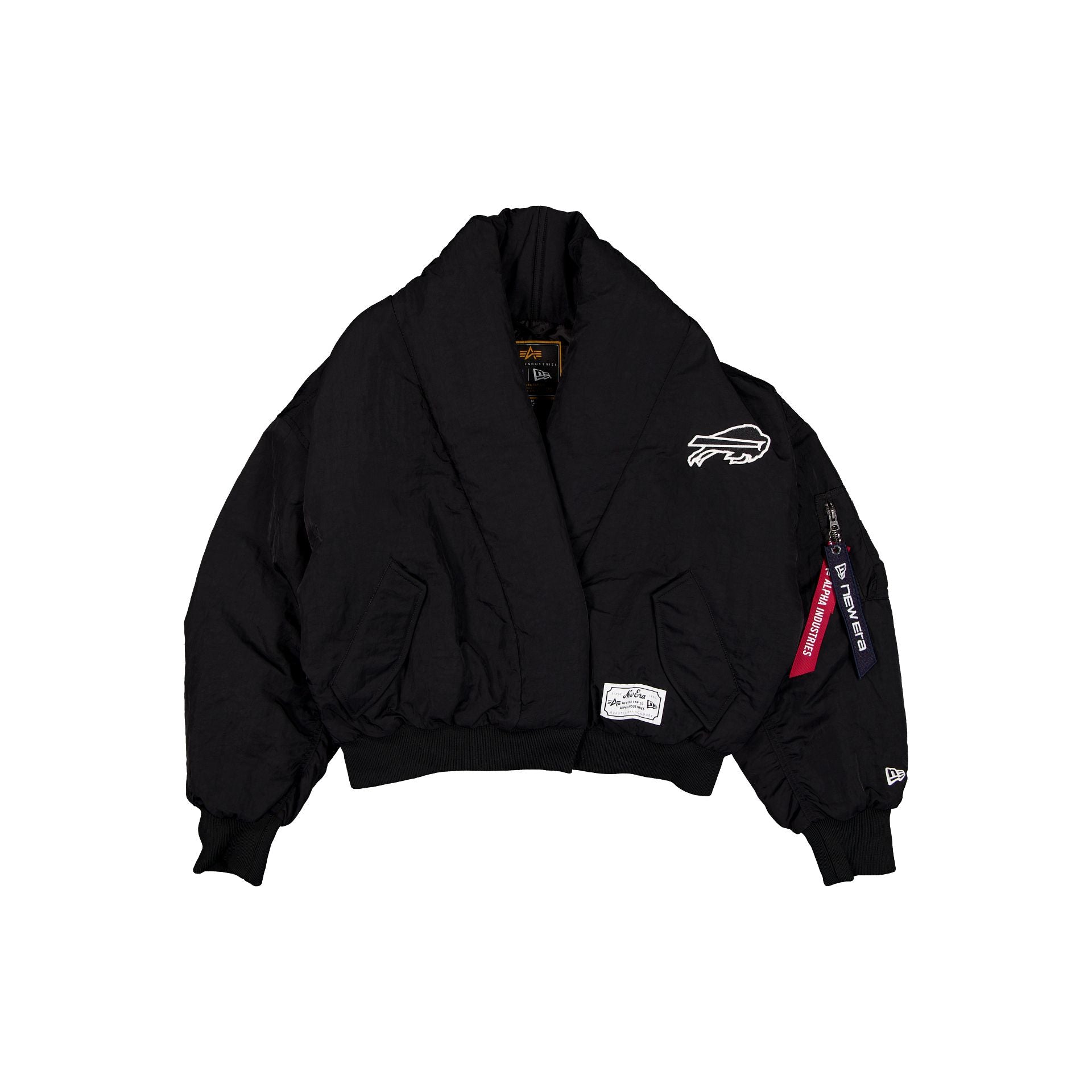 Alpha Industries x Buffalo Bills Veste de vol noire à col châle pour femme