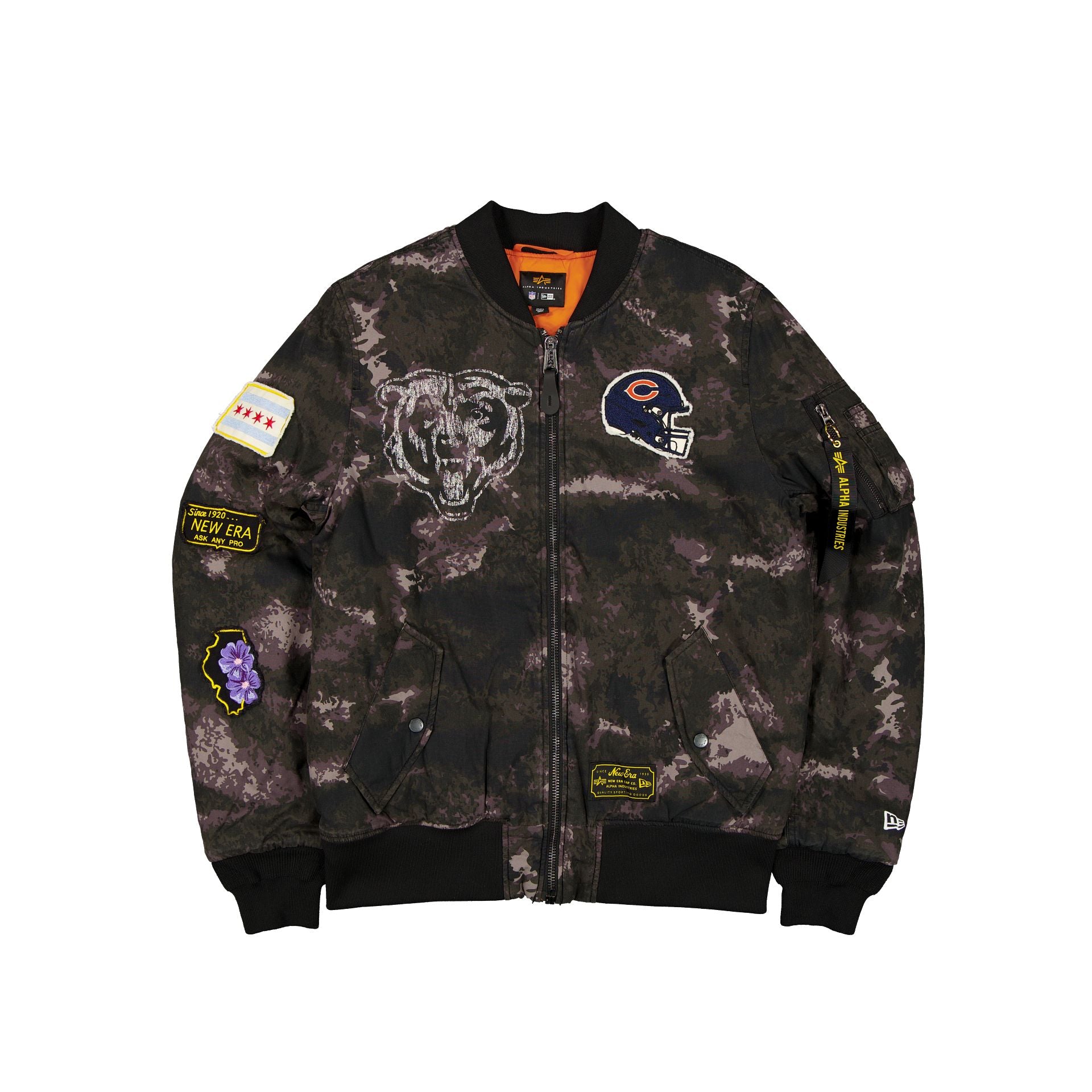 Alpha Industries x Chicago Bears Blouson aviateur camouflage noir MA-1