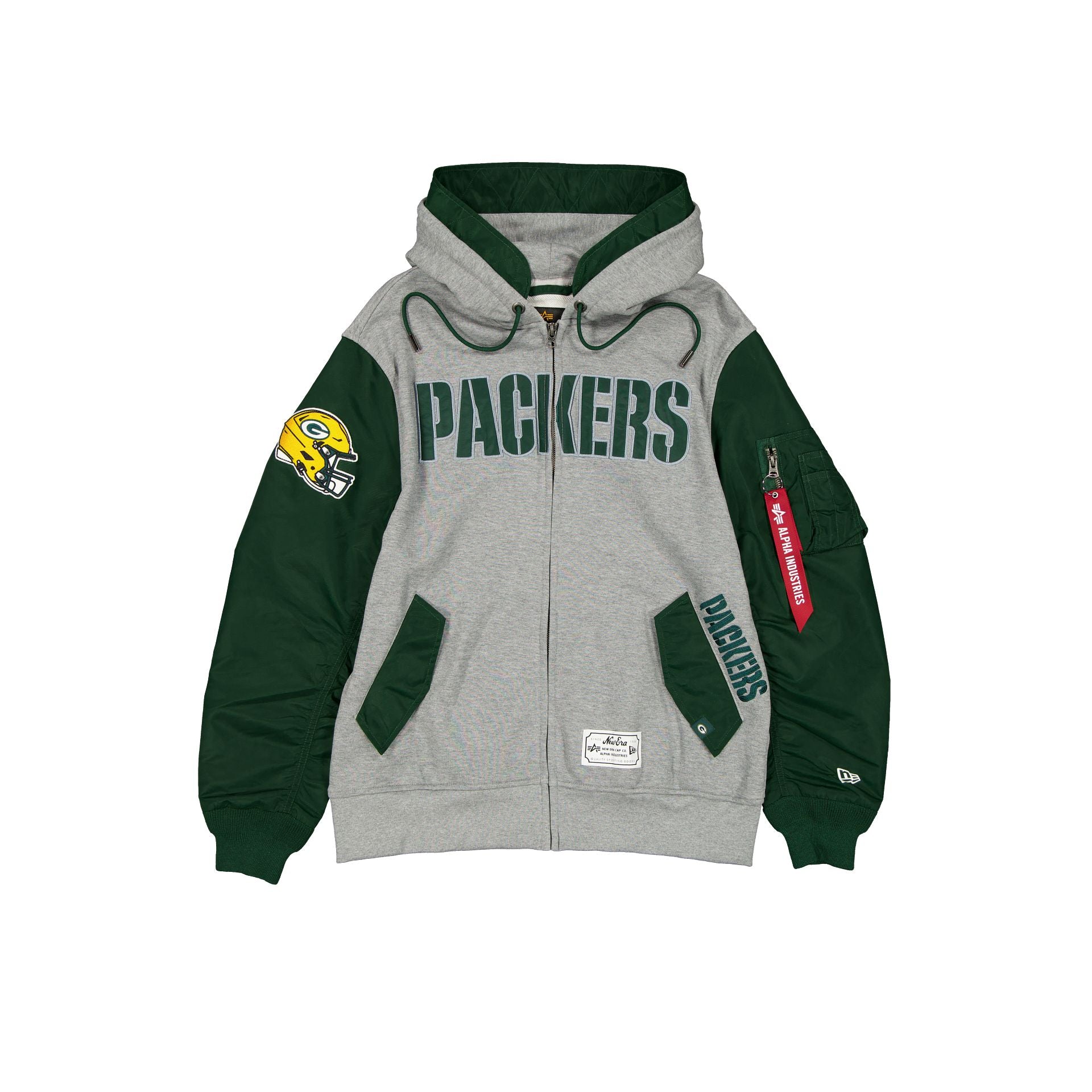 Alpha Industries x Green Bay Packers Veste polaire grise MA-1 entièrement zippée