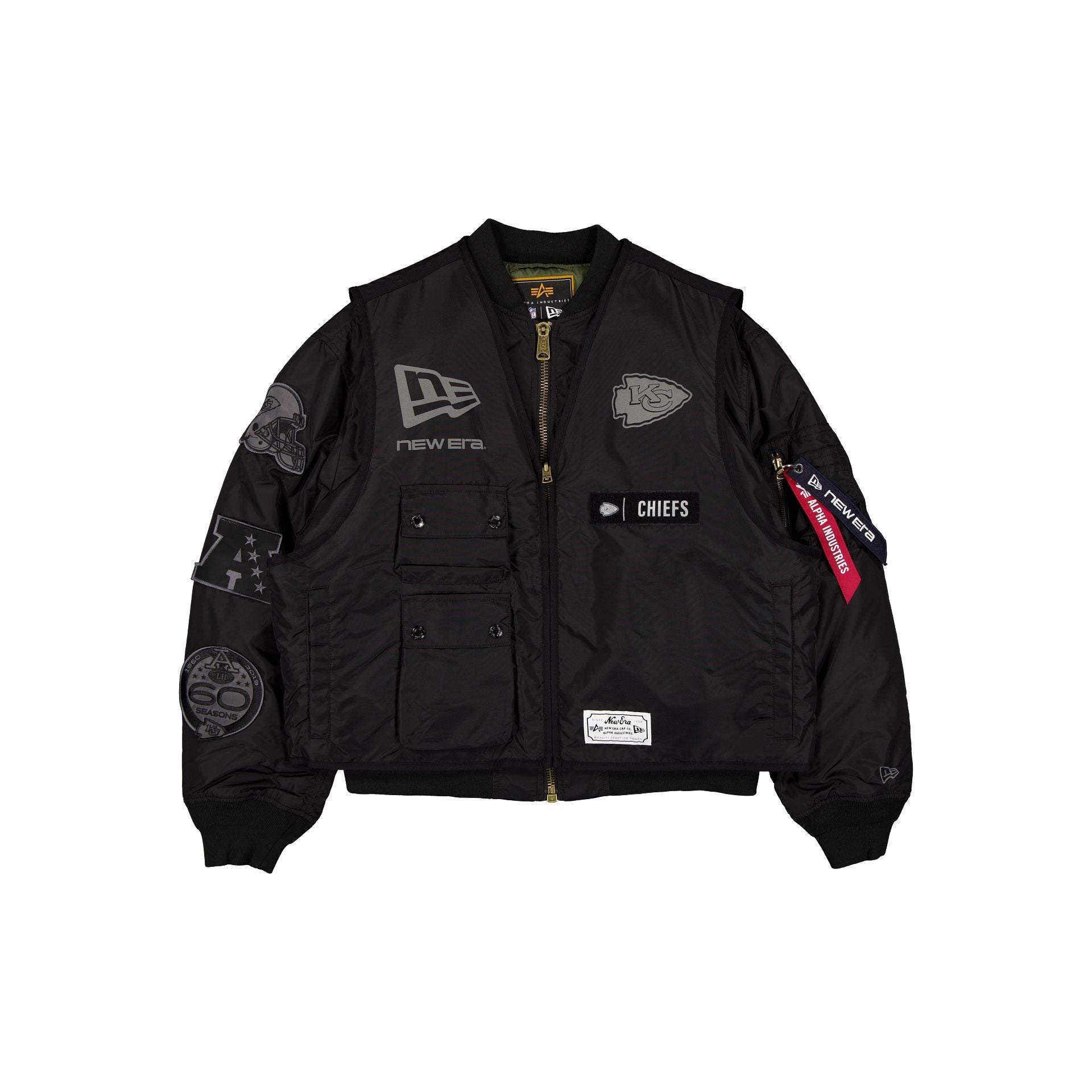 Alpha Industries x Kansas City Chiefs Veste de vol + gilet 2-en-1 MA-1 noir