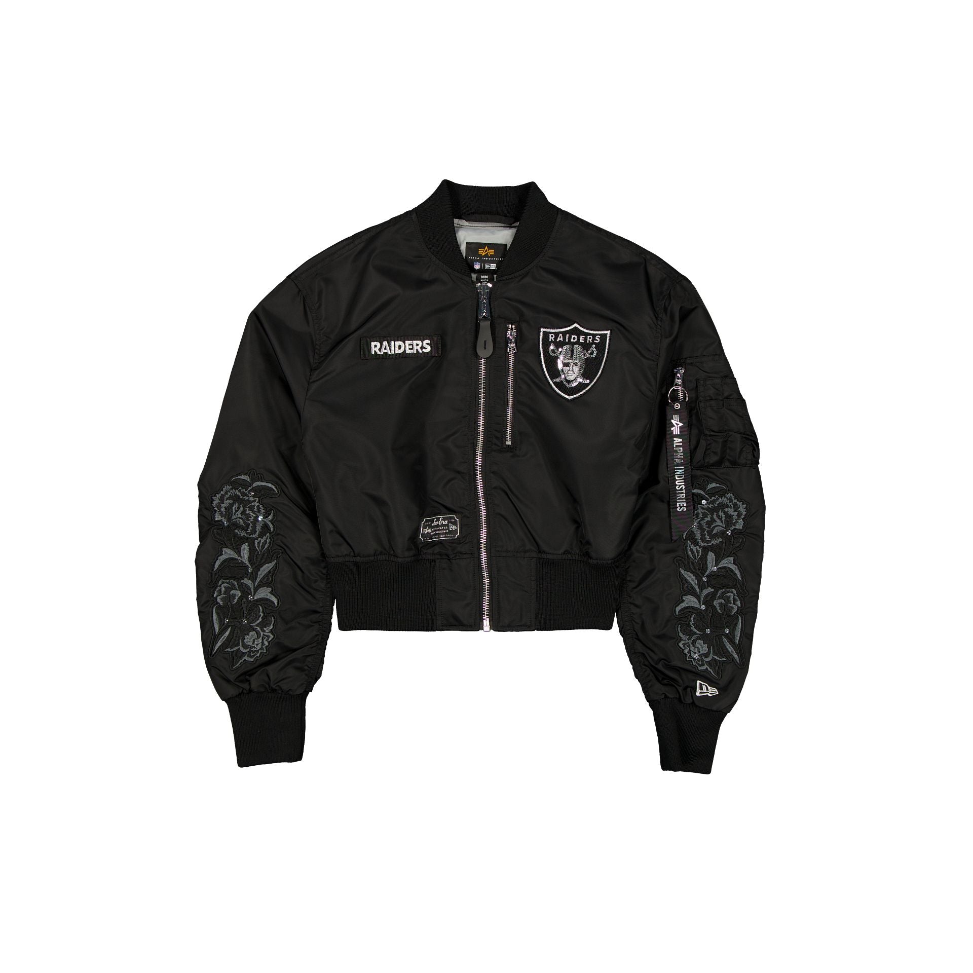 Alpha Industries x Las Vegas Raiders Blouson aviateur court L-2B noir et argent pour femme