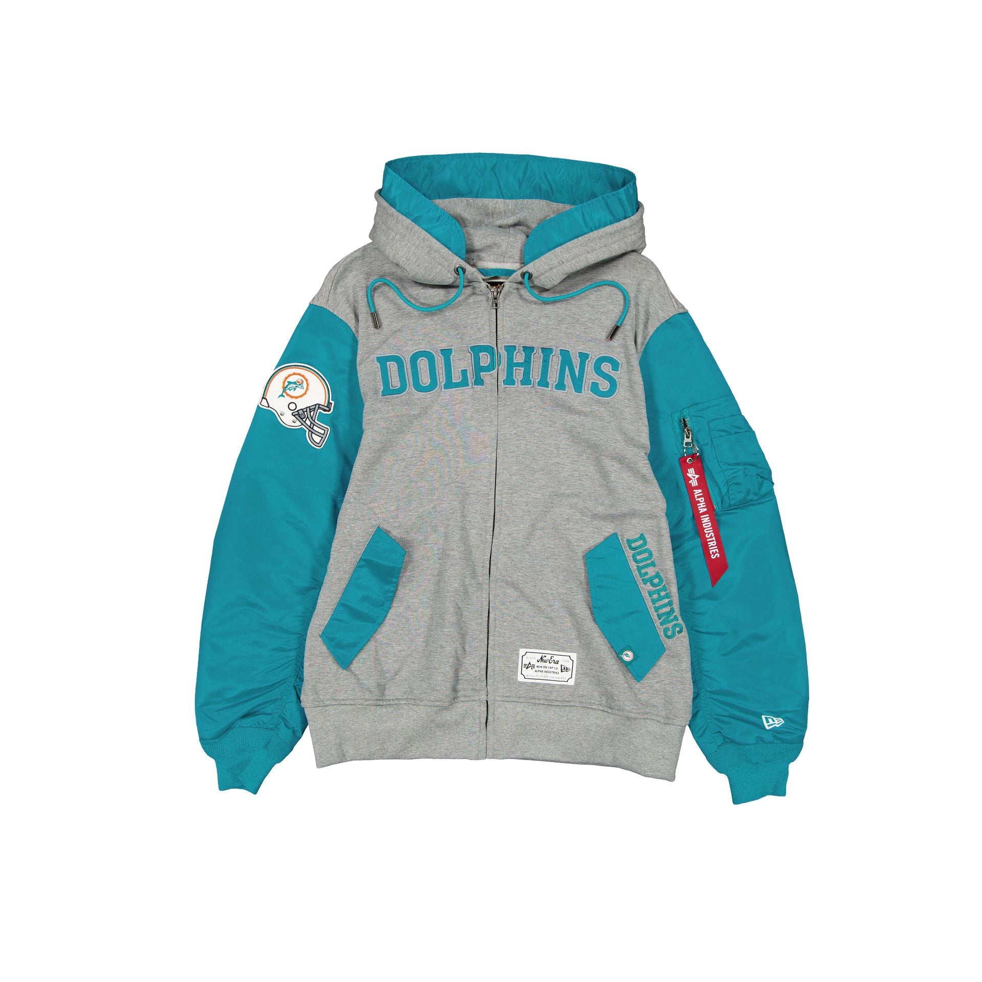 Alpha Industries x Miami Dolphins Veste polaire MA-1 à fermeture éclair gris historique
