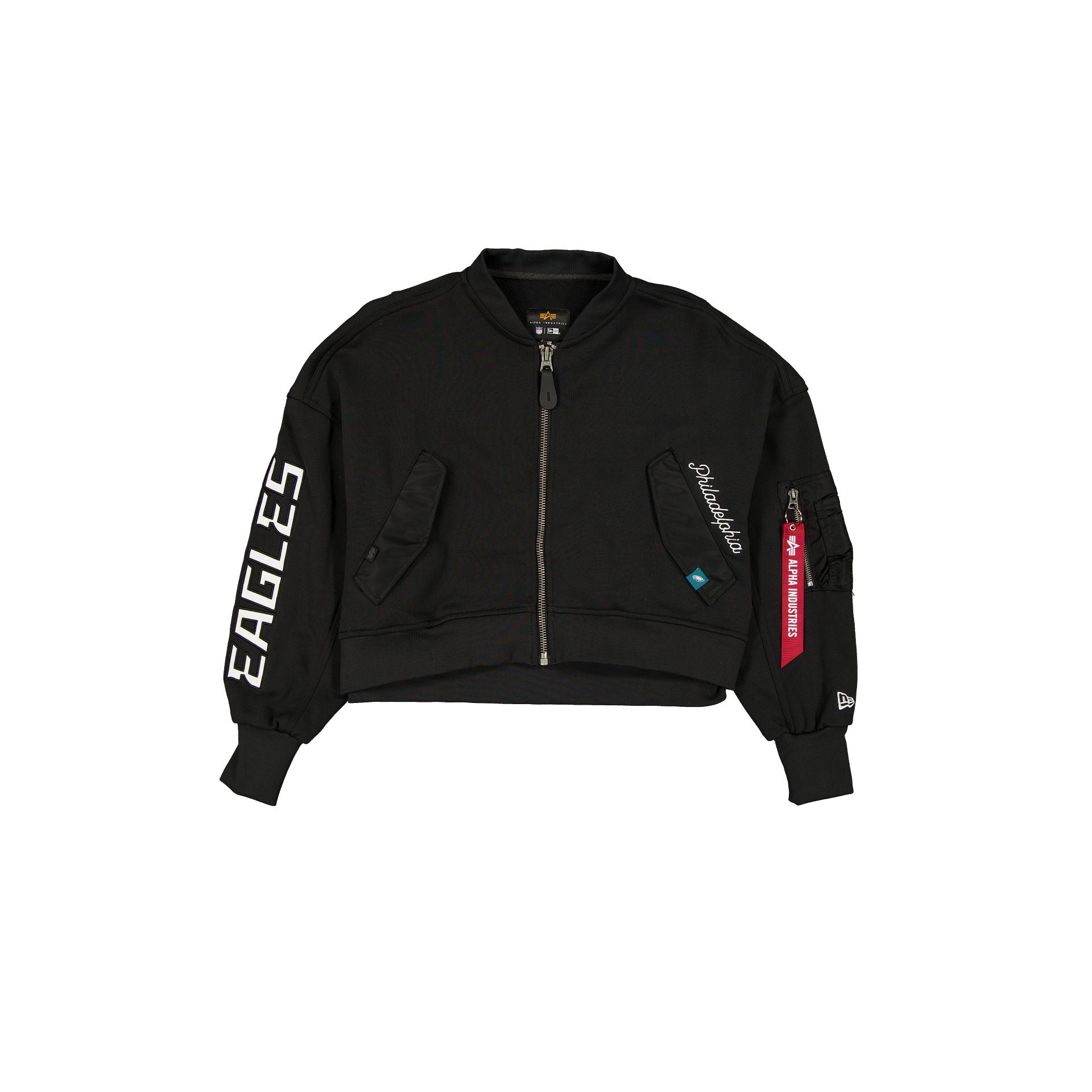 Alpha Industries x Philadelphia Eagles Veste polaire courte zippée noire pour femme
