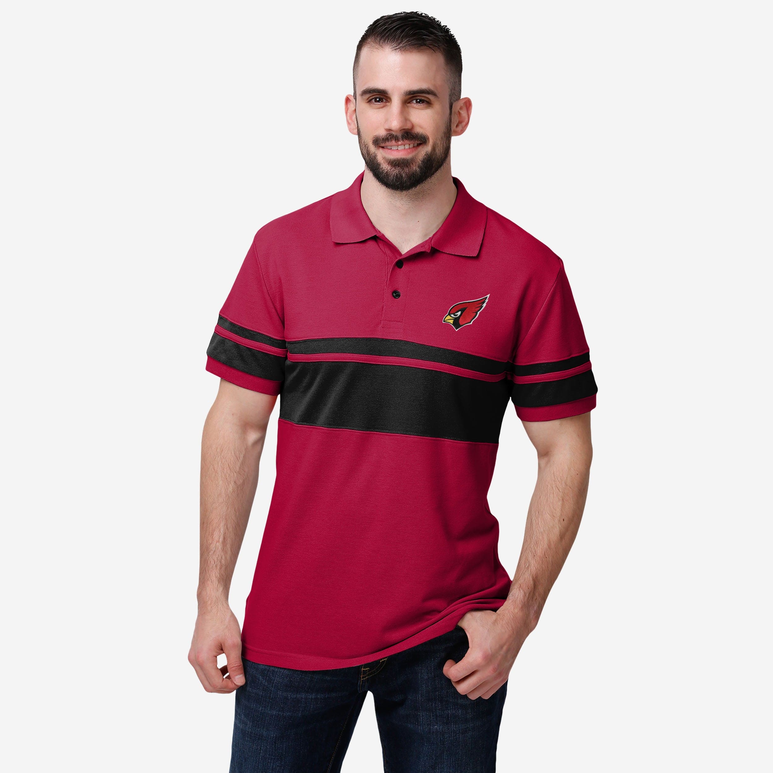 Polo à rayures en coton Arizona Cardinals