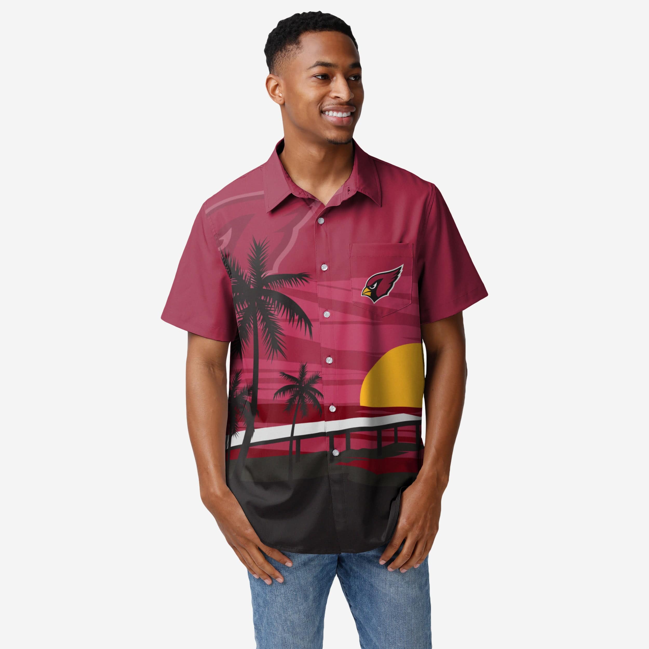 Arizona Cardinals Chemise boutonnée coucher de soleil tropical