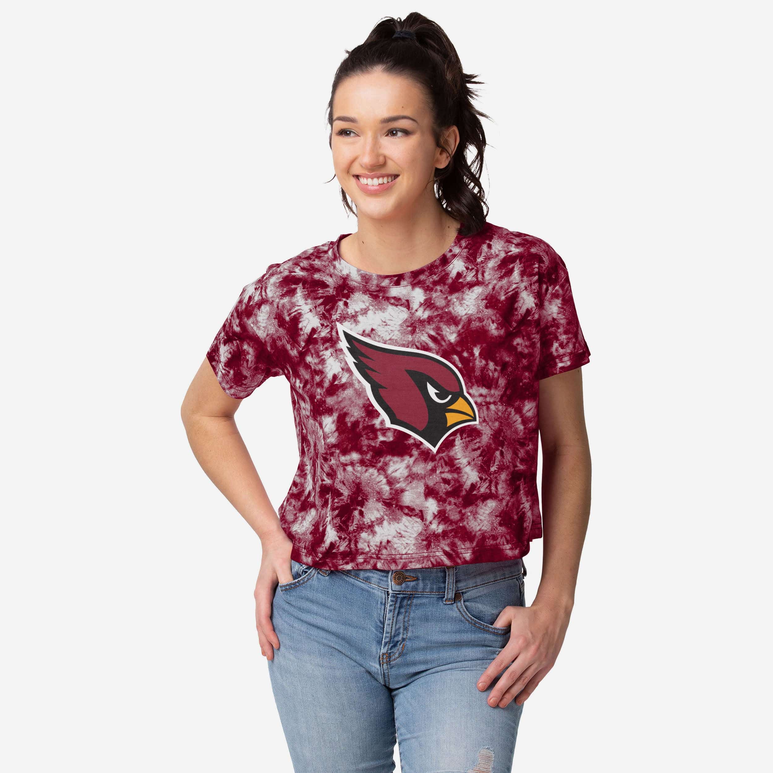 Arizona Cardinals Haut court à grand logo tie-dye pour femme
