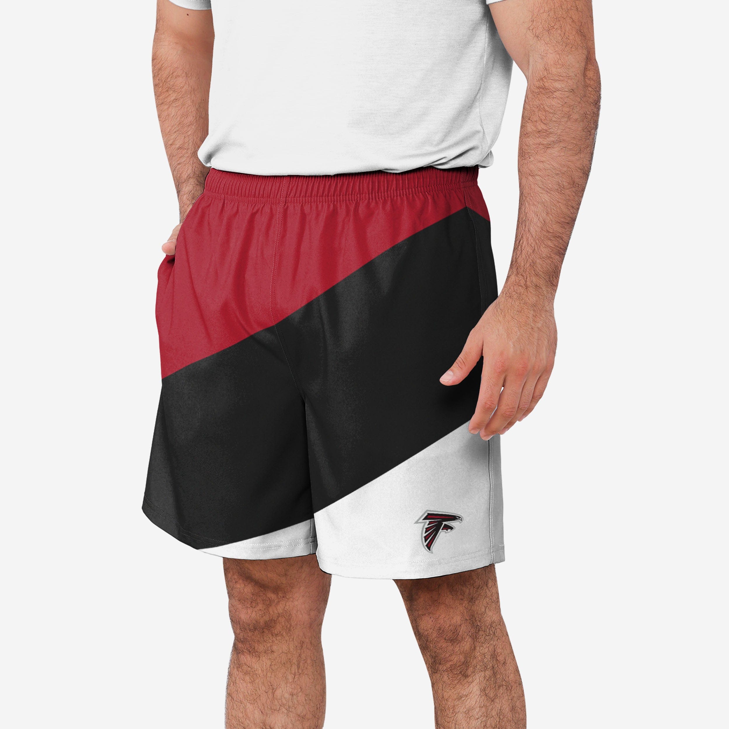 Atlanta Falcons Short d'entraînement à double doublure en duvet color block