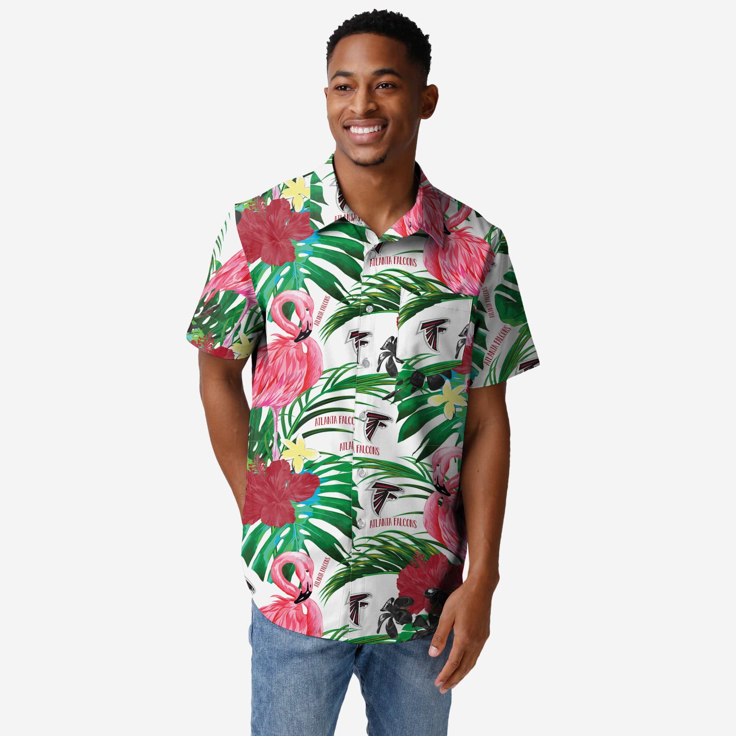 Atlanta Falcons Chemise boutonnée flamant rose