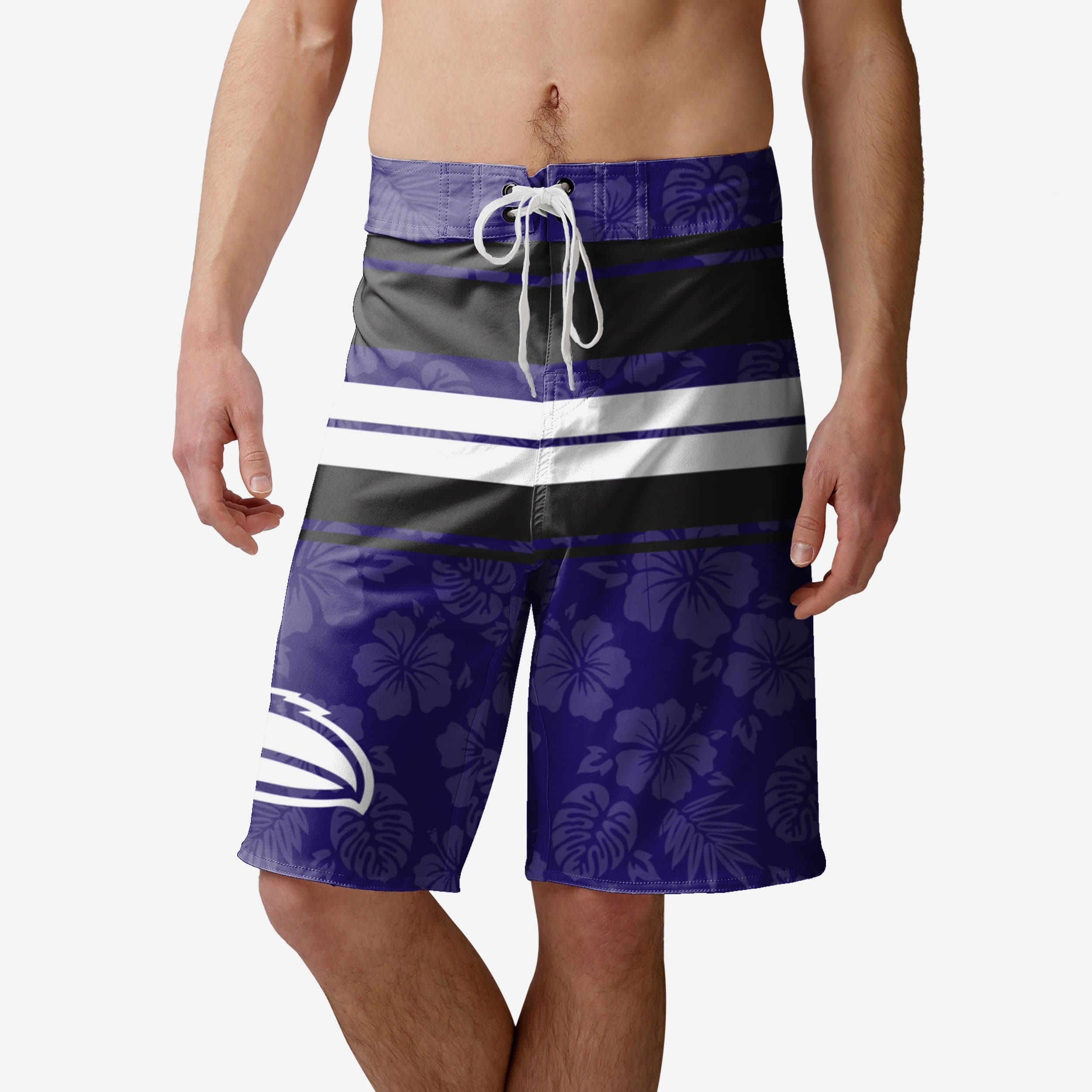 Baltimore Ravens Short de bain à rayures Hibiscus Boardwalk