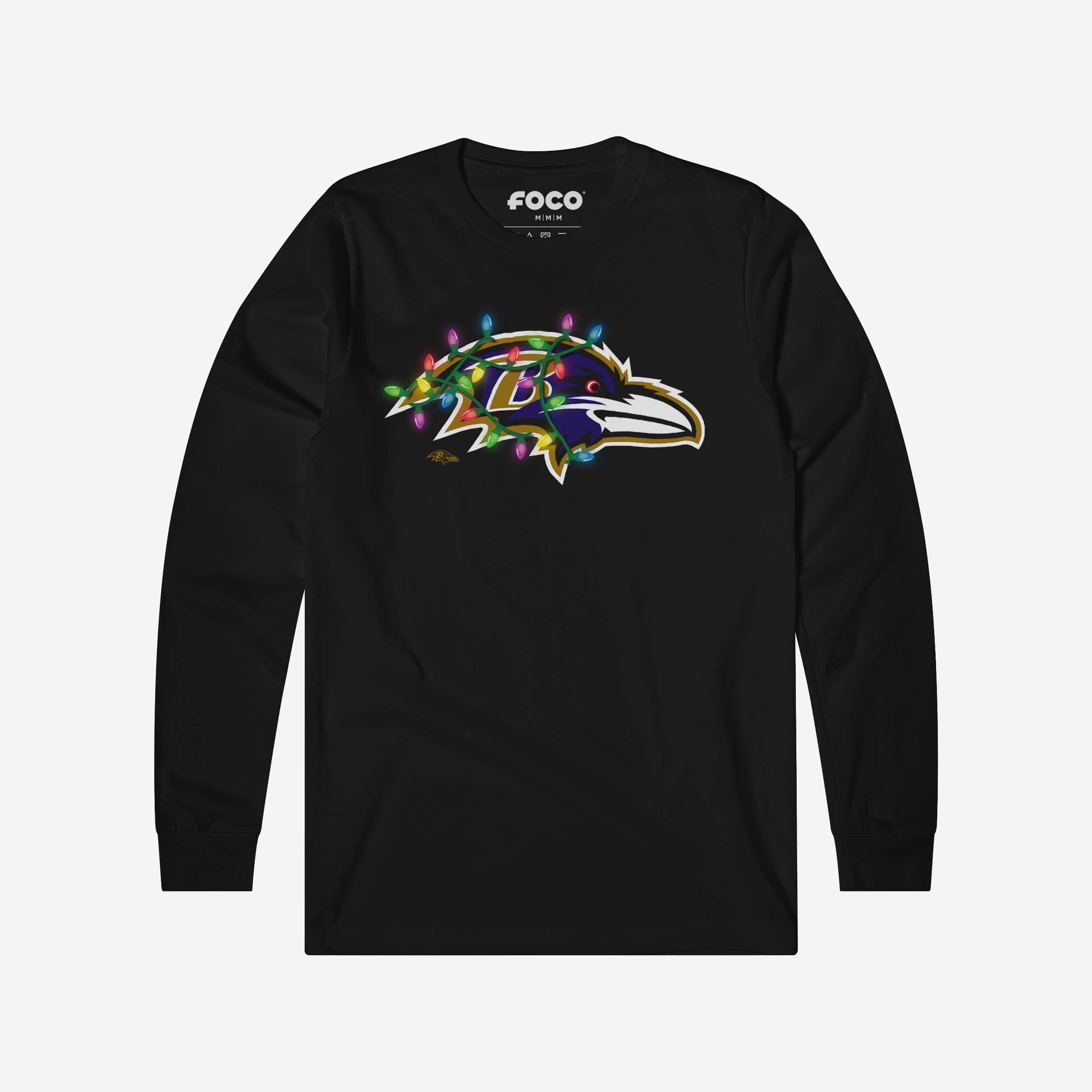 Baltimore Ravens T-shirt à manches longues avec logo principal Holiday Lights