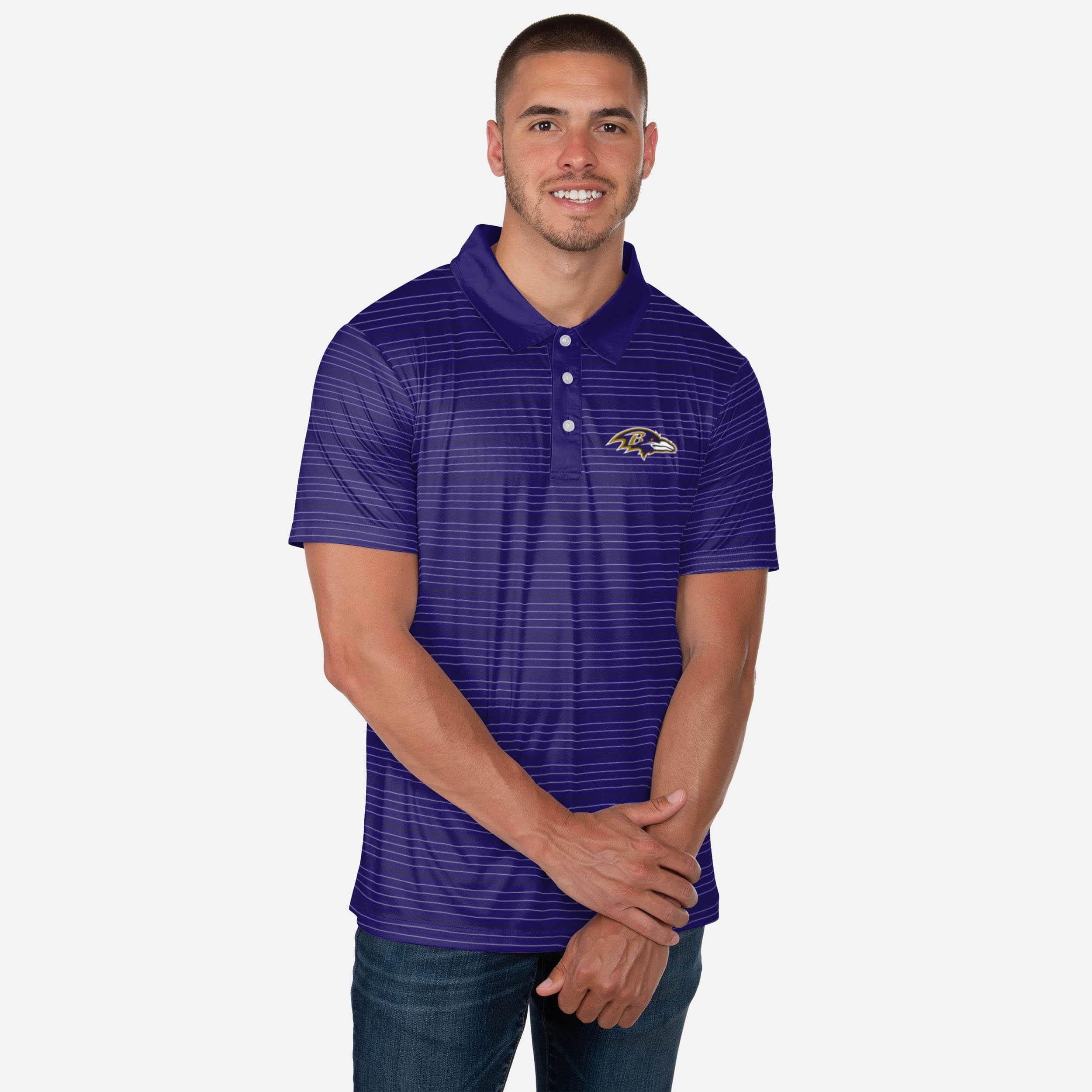 Polo rayé en polyester Baltimore Ravens