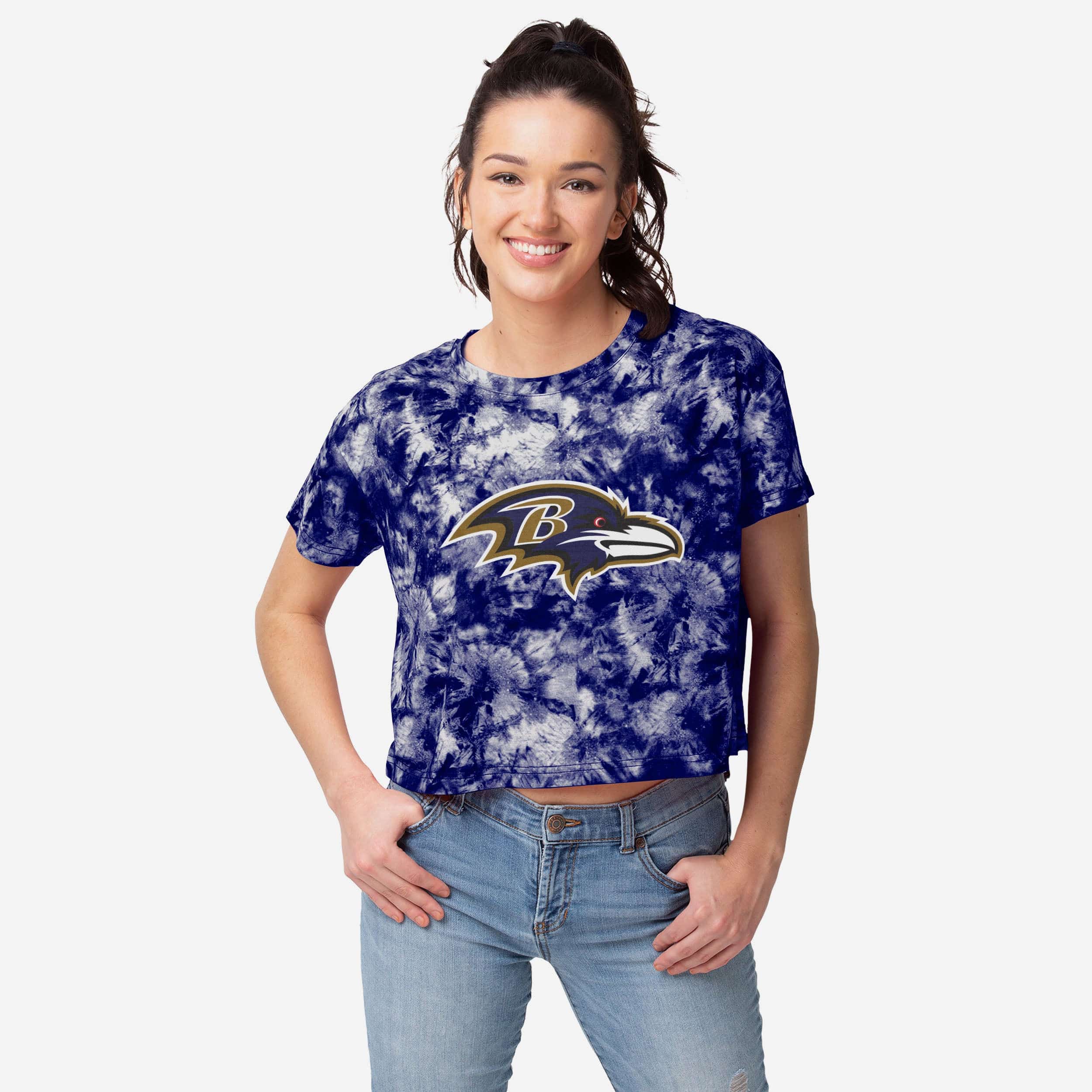 Baltimore Ravens Haut court à grand logo tie-dye pour femme