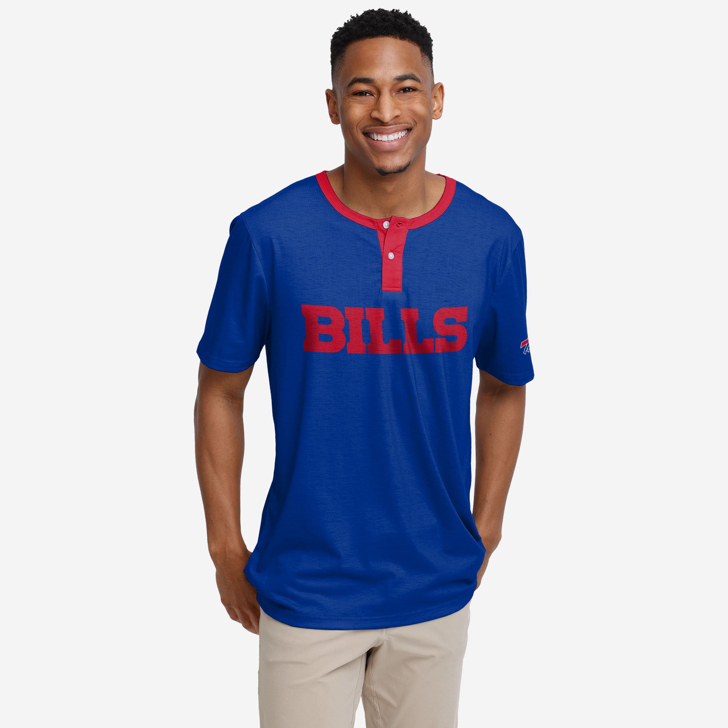 Buffalo Bills Henley à manches courtes avec mot-symbole uni