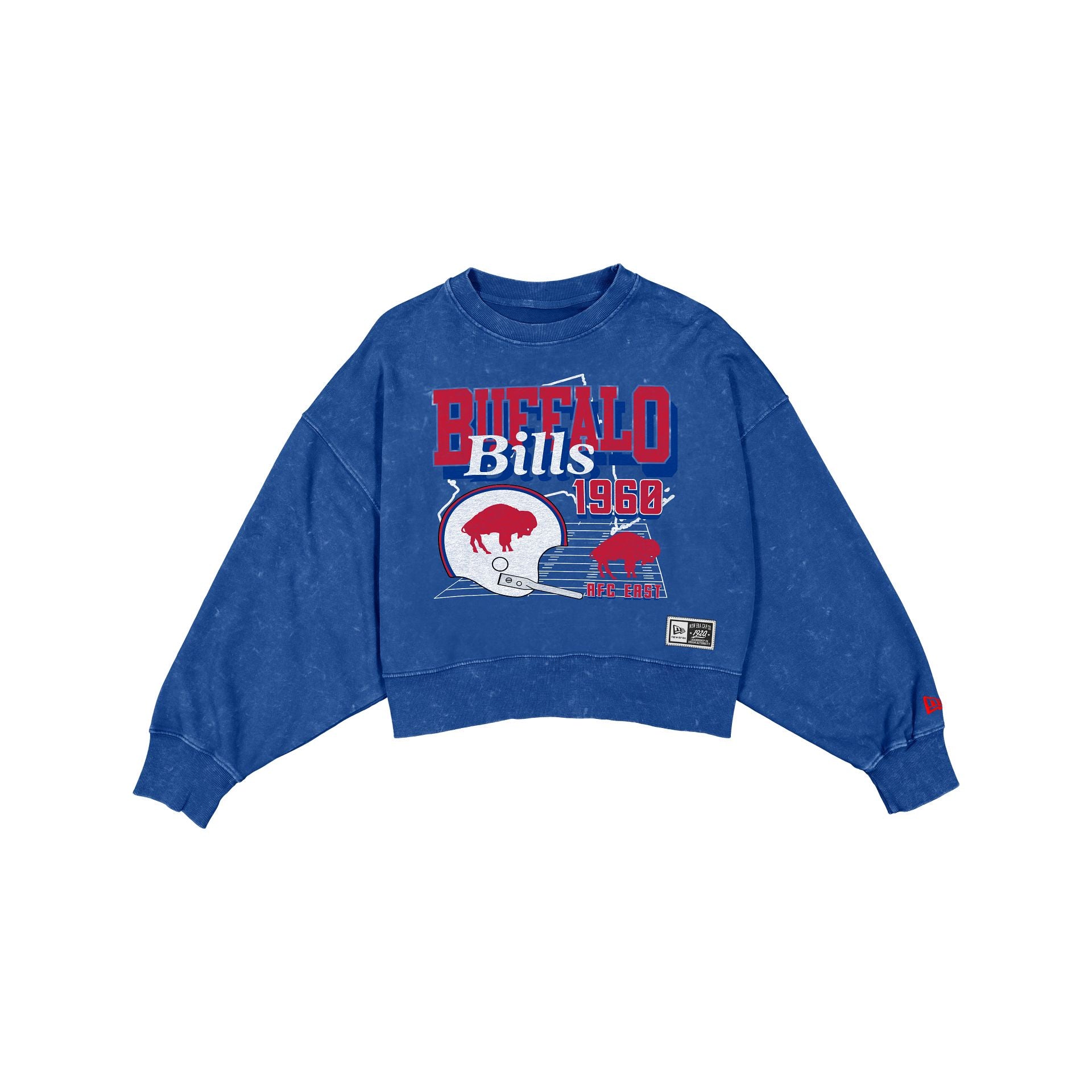 Buffalo Bills Pull court délavé à col rond pour femme