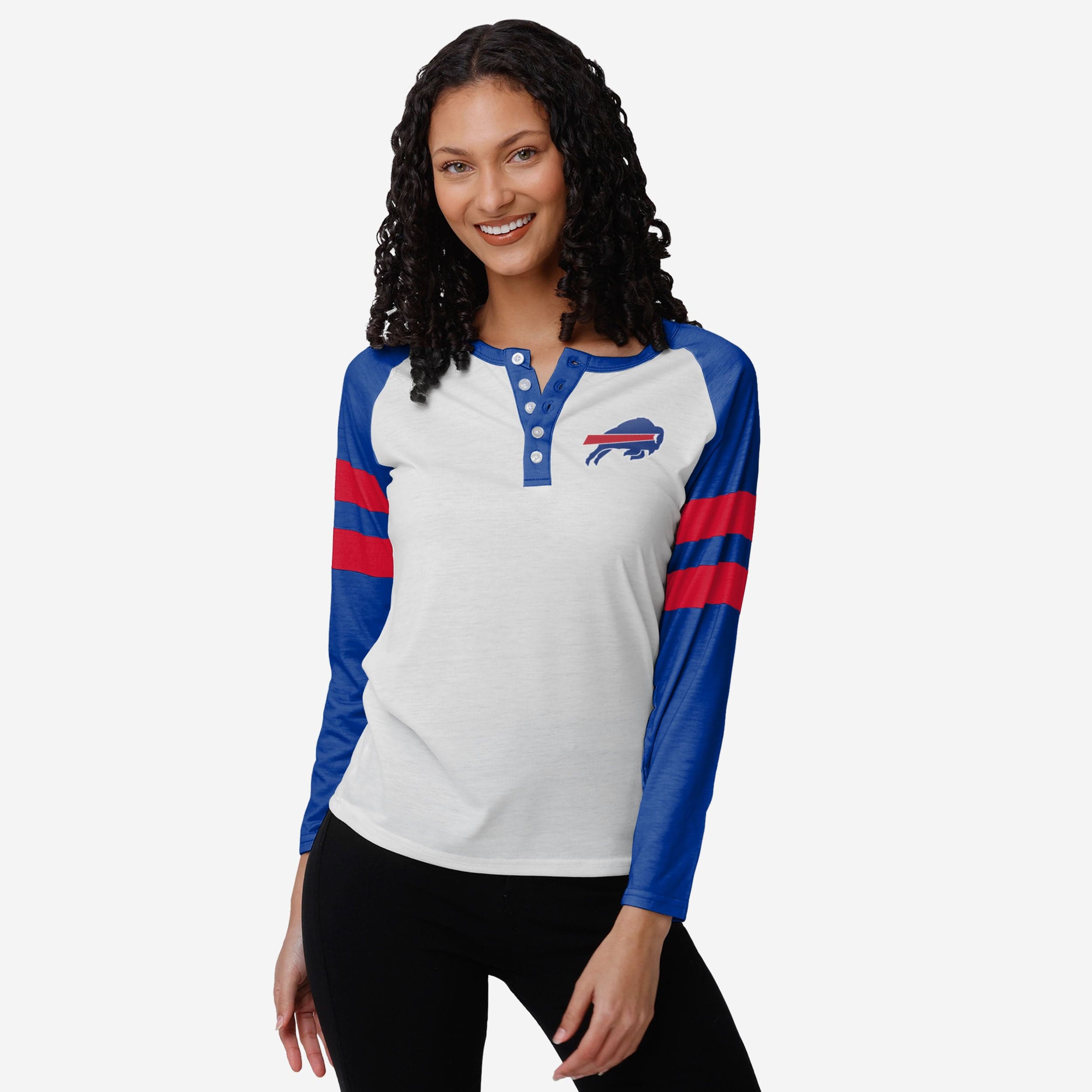 Buffalo Bills Henley à manches longues avec grand logo pour femme
