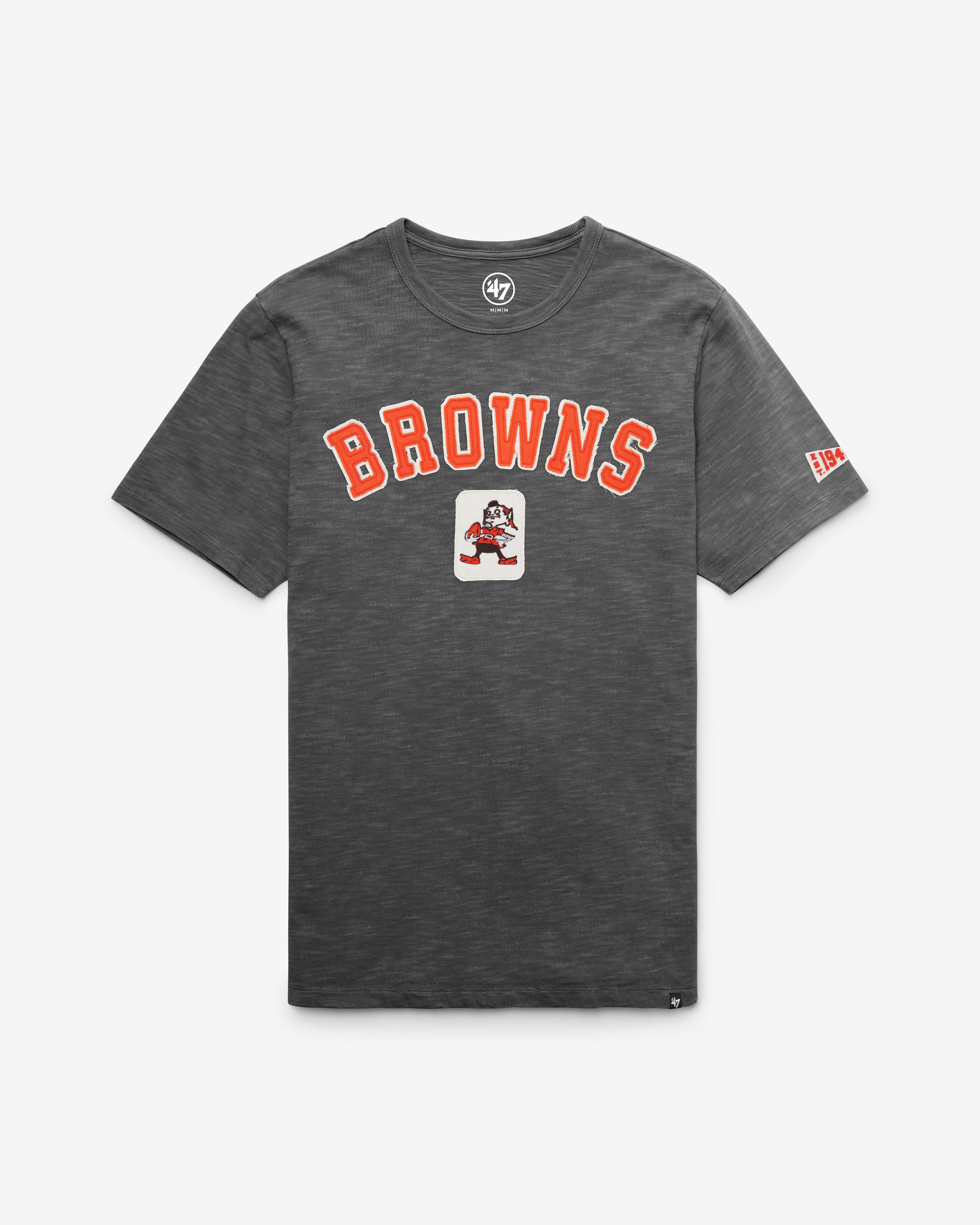 Cleveland Browns HISTORIQUE SEYMOORE BIEN USÉ '47 HEAVY SLUB TEE