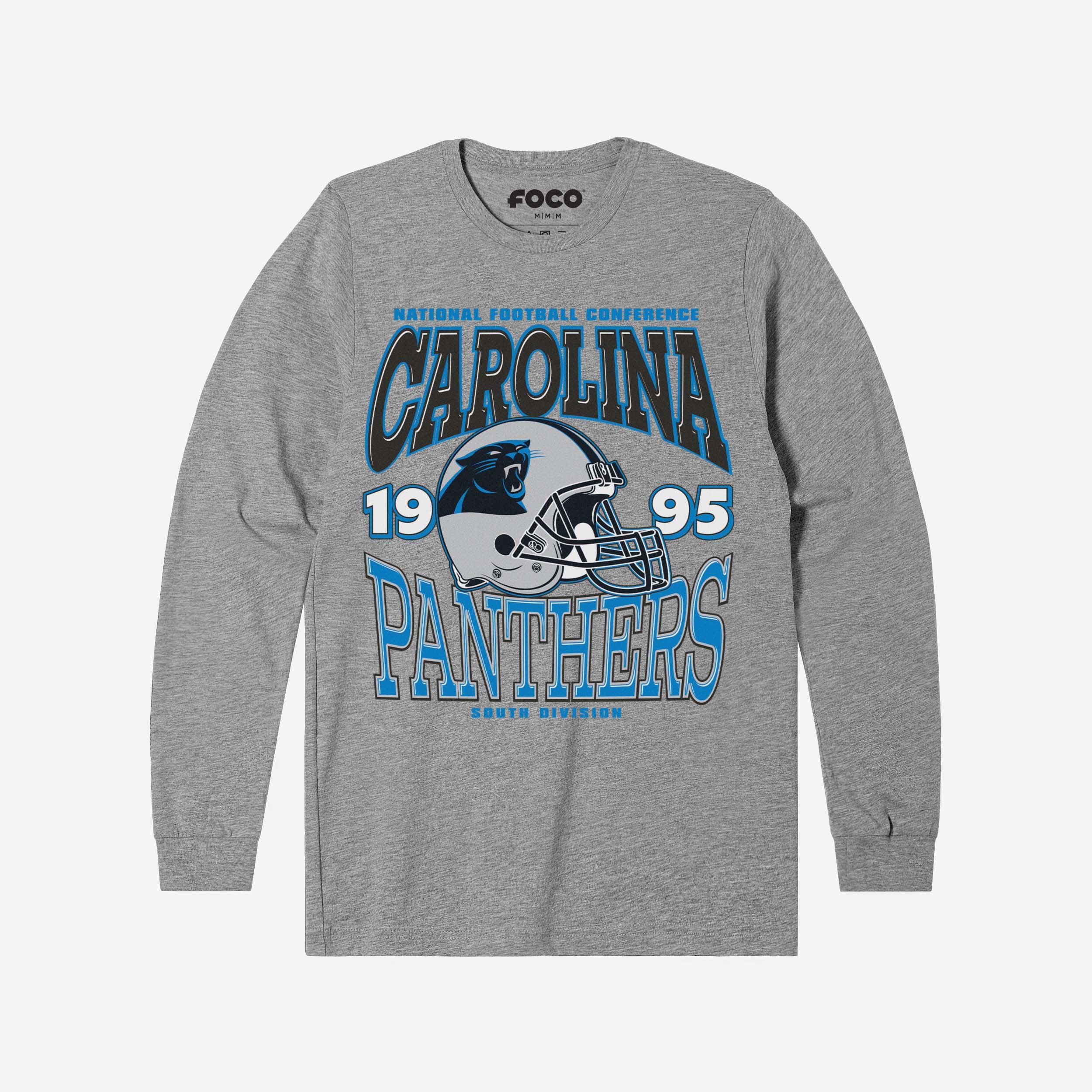 Carolina Panthers T-shirt à manches longues avec casque d'équipe classique