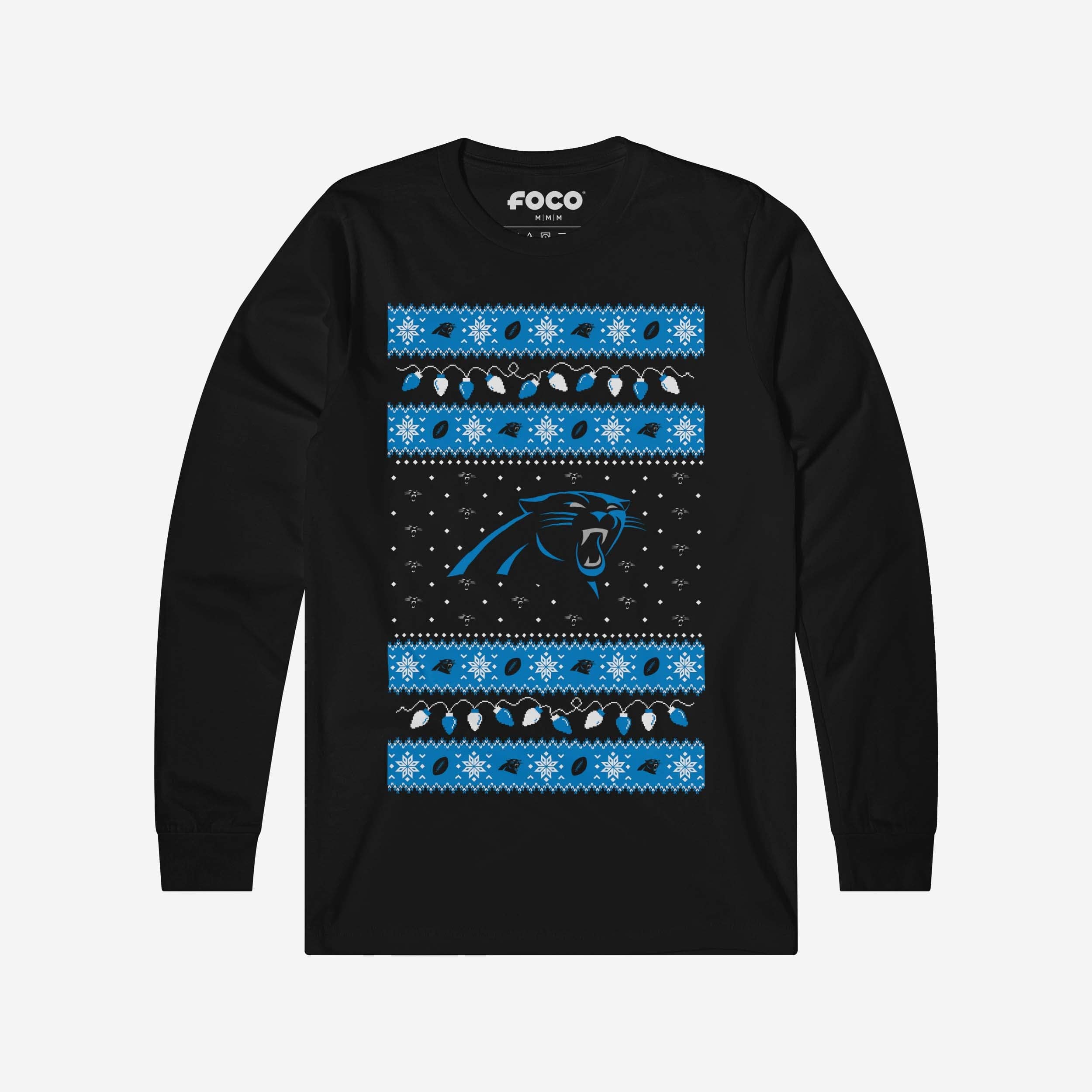 Carolina Panthers Pull à manches longues Holiday Lights