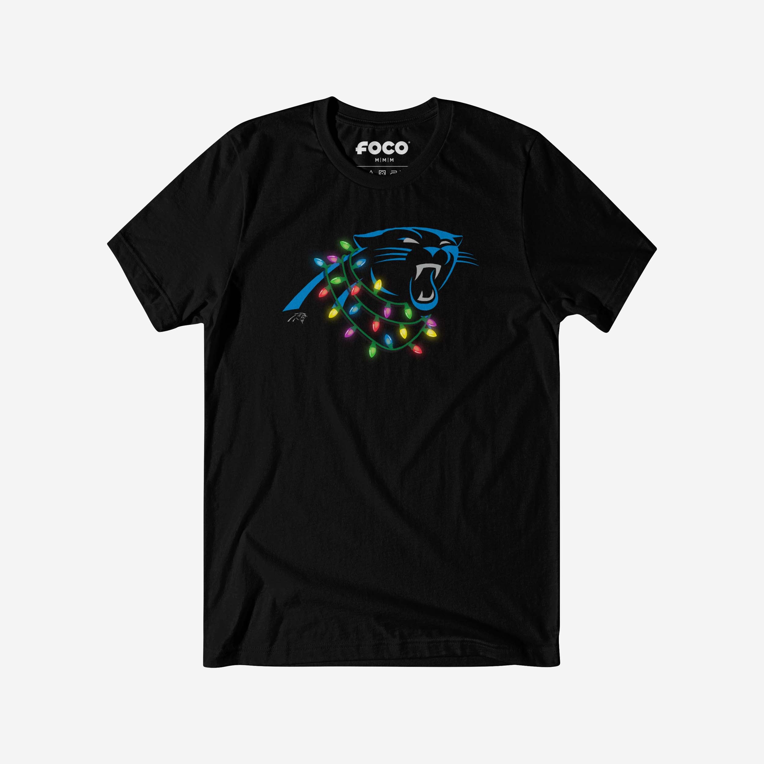 Carolina Panthers T-shirt avec logo principal Holiday Lights