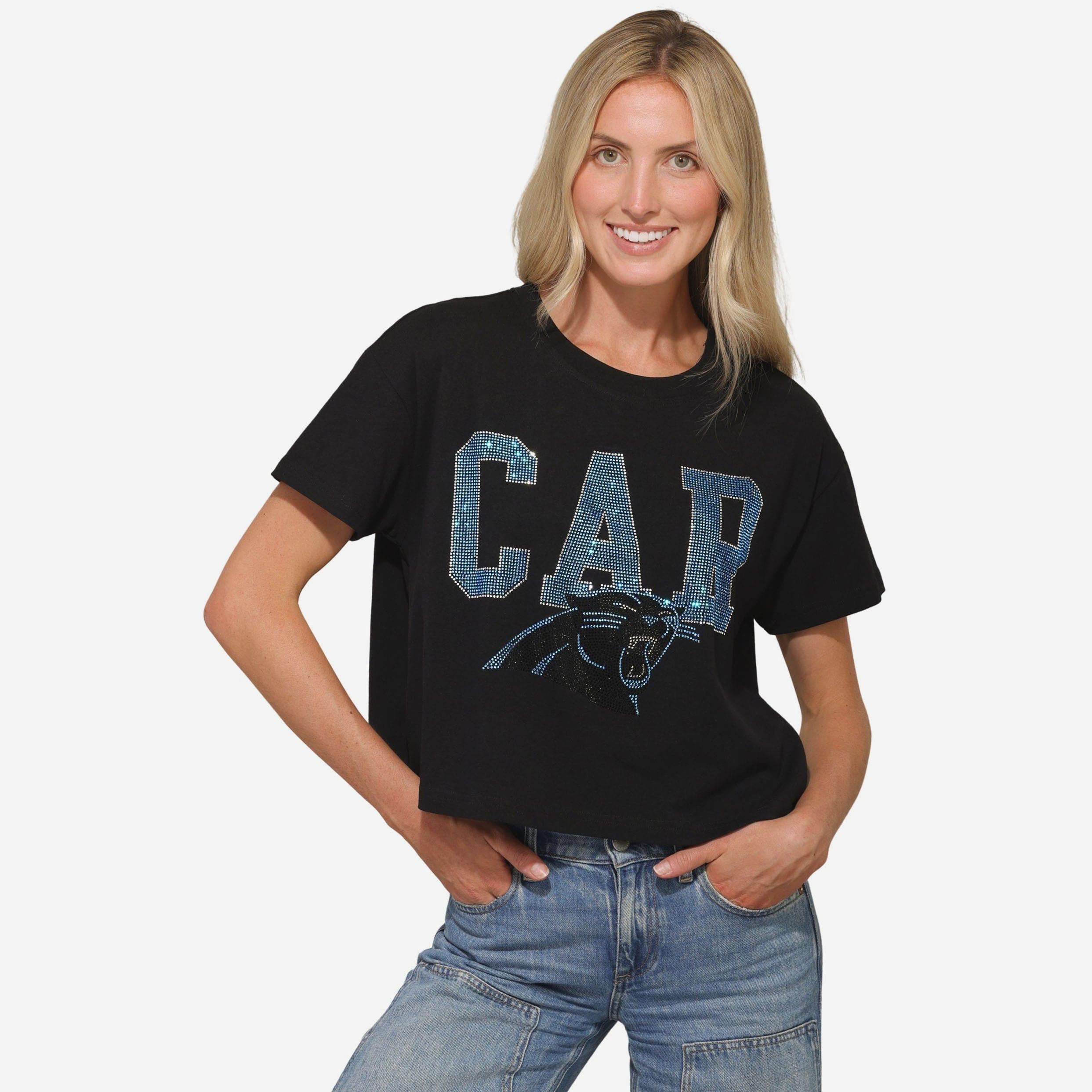 Carolina Panthers Haut court avec logo strass pour femme