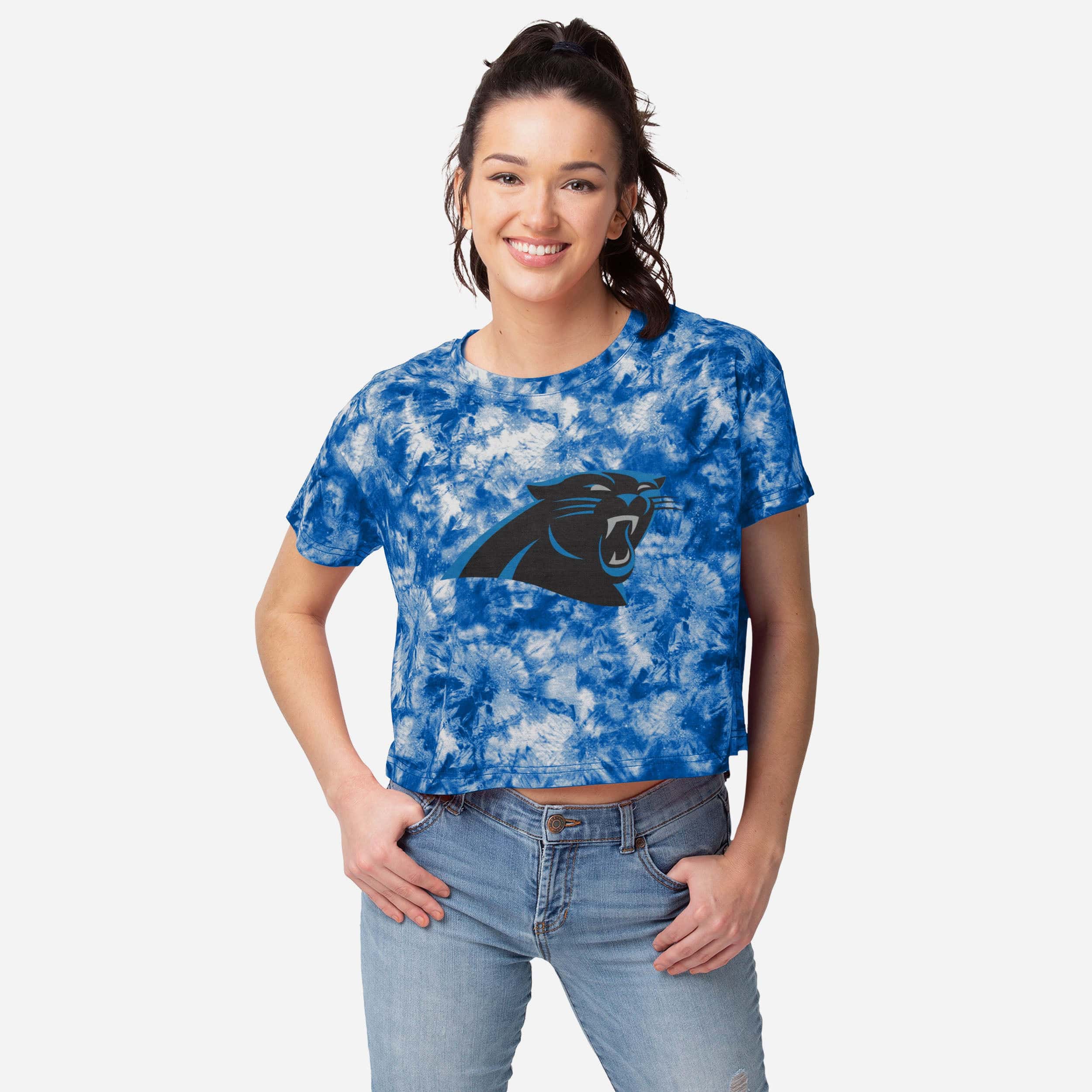 Carolina Panthers Haut court à grand logo tie-dye pour femme