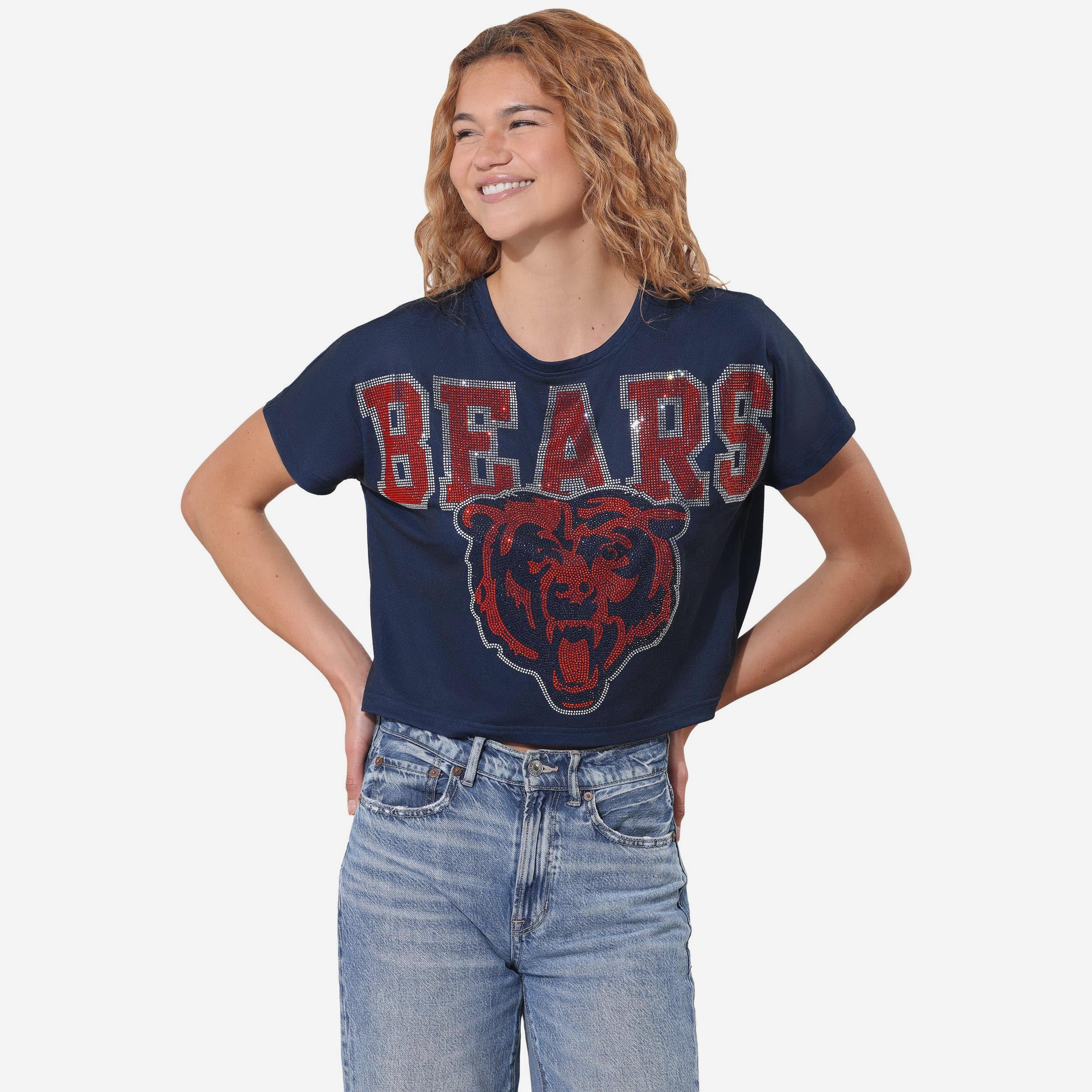 Chicago Bears Haut court avec gros mot-symbole en strass