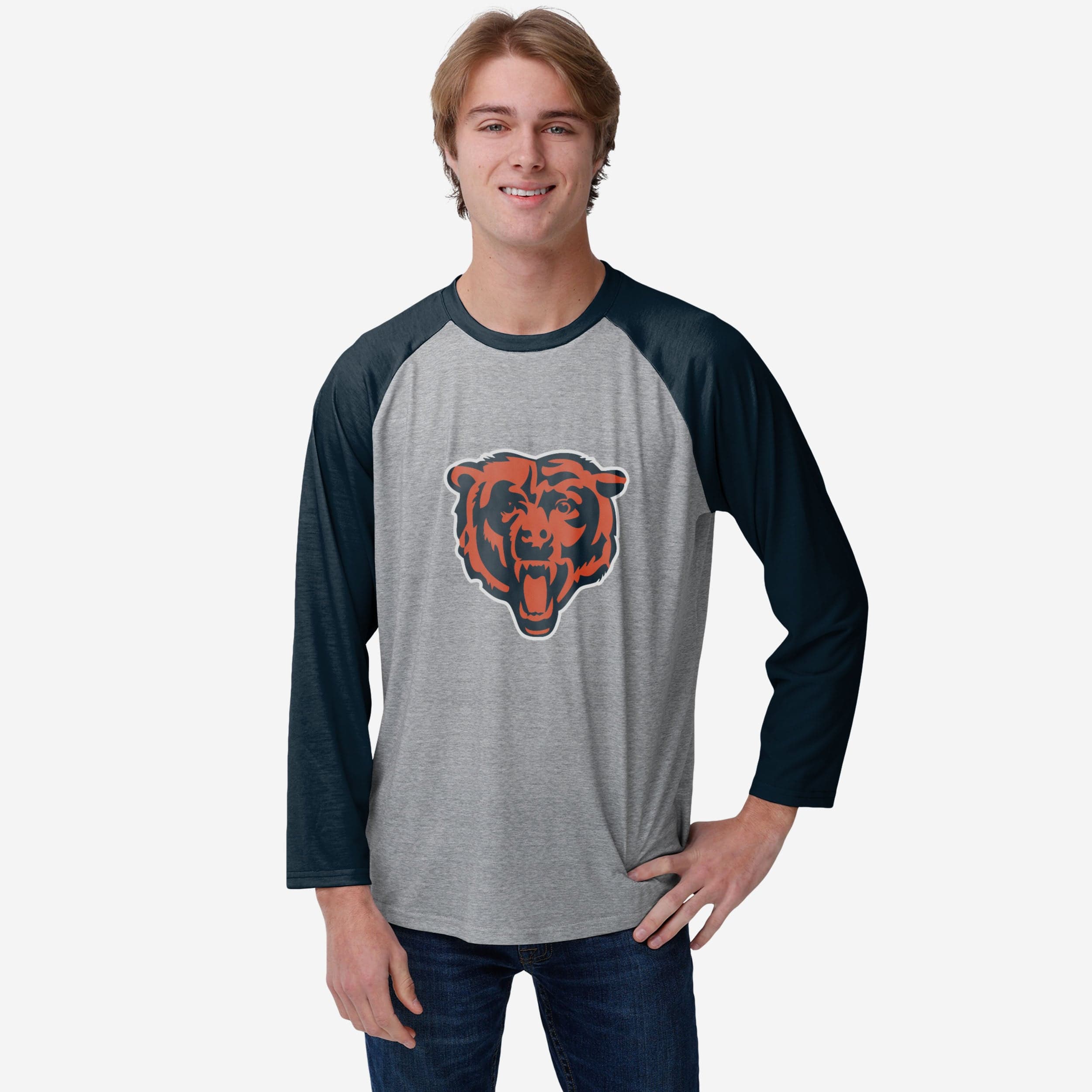 Chicago Bears T-shirt raglan gris à grand logo