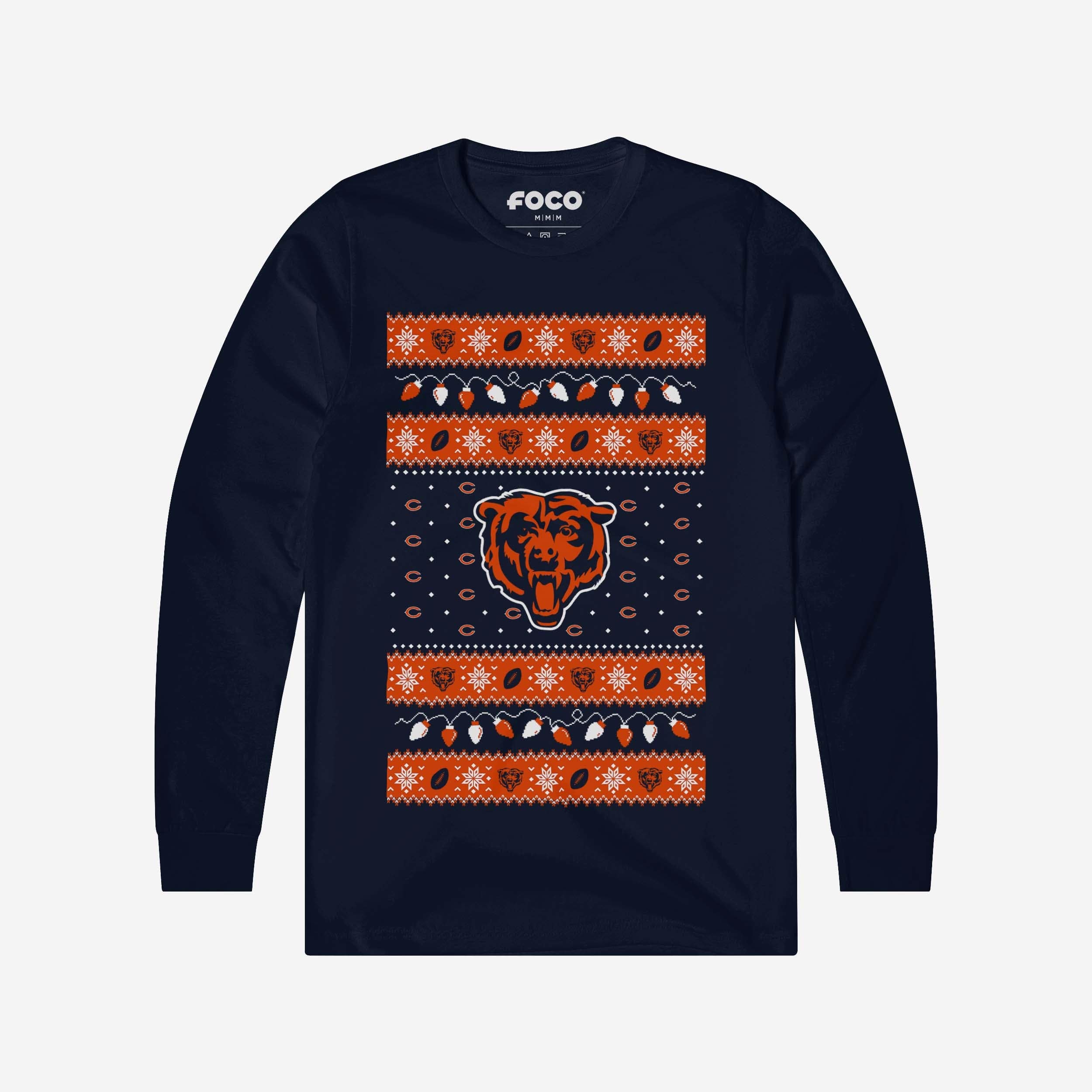 Chicago Bears Pull à manches longues Holiday Lights