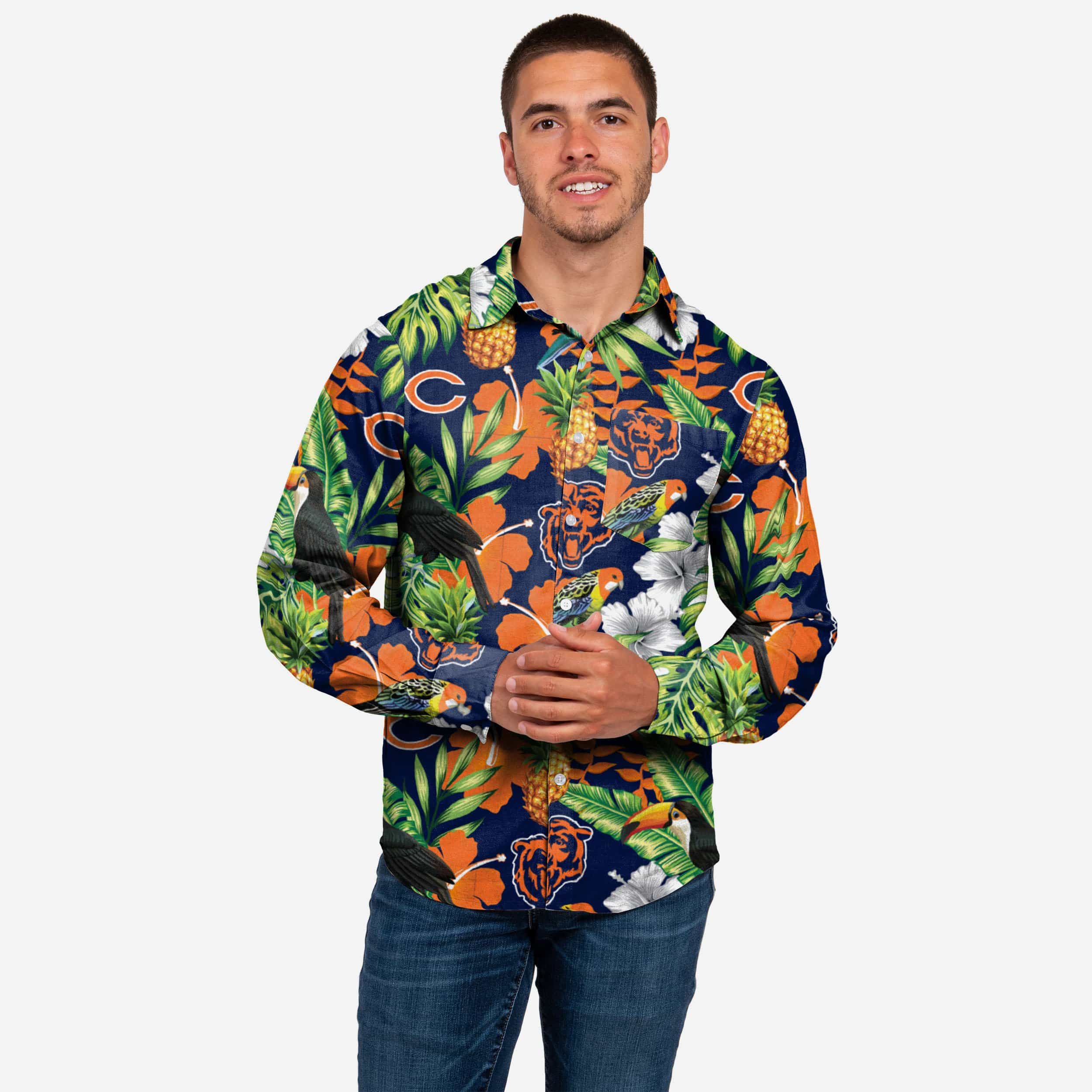 Chicago Bears Chemise boutonnée florale à manches longues