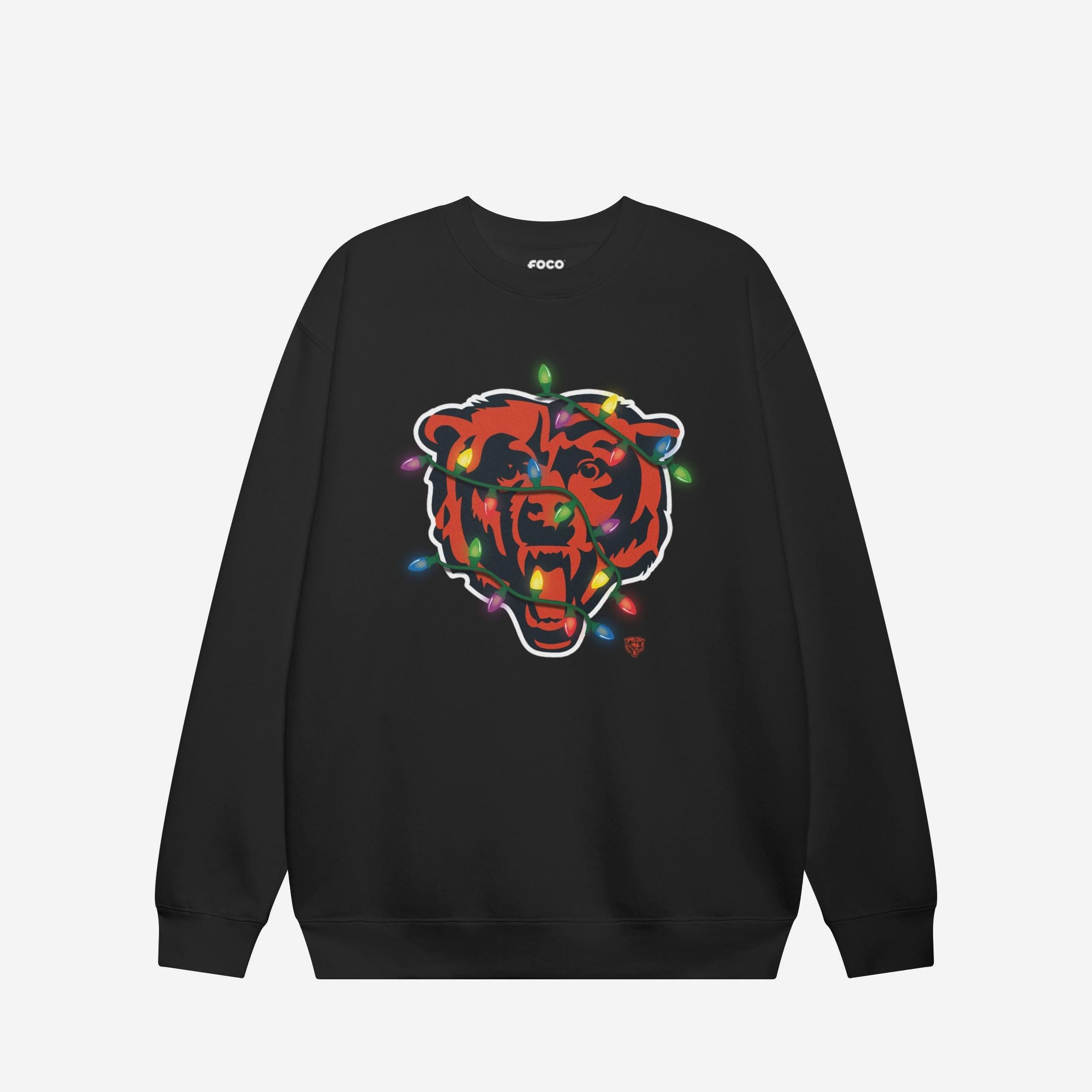 Chicago Bears Sweat-shirt à col rond avec logo principal Holiday Lights