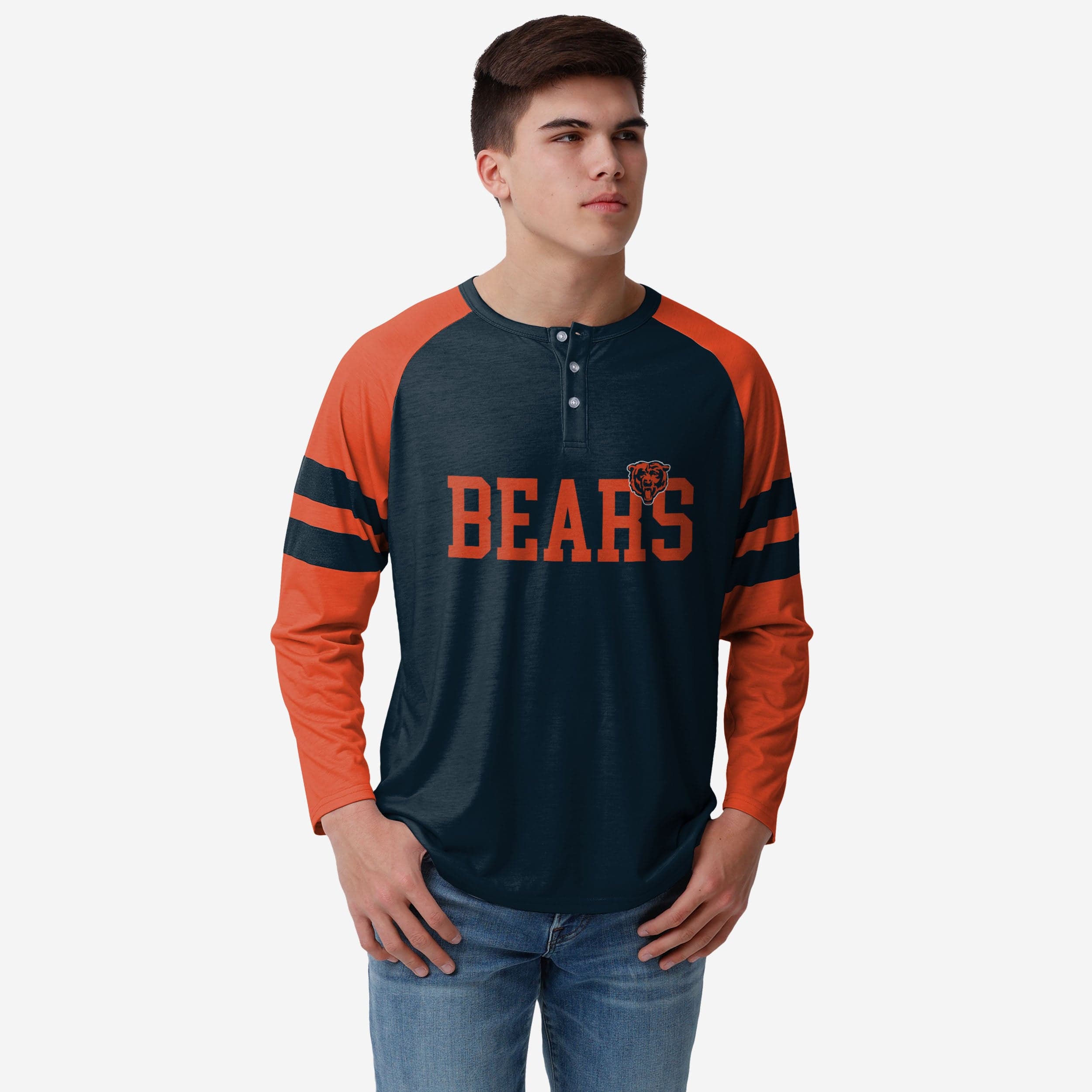 Chicago Bears Team Stripe Wordmark Manches Longues Henley