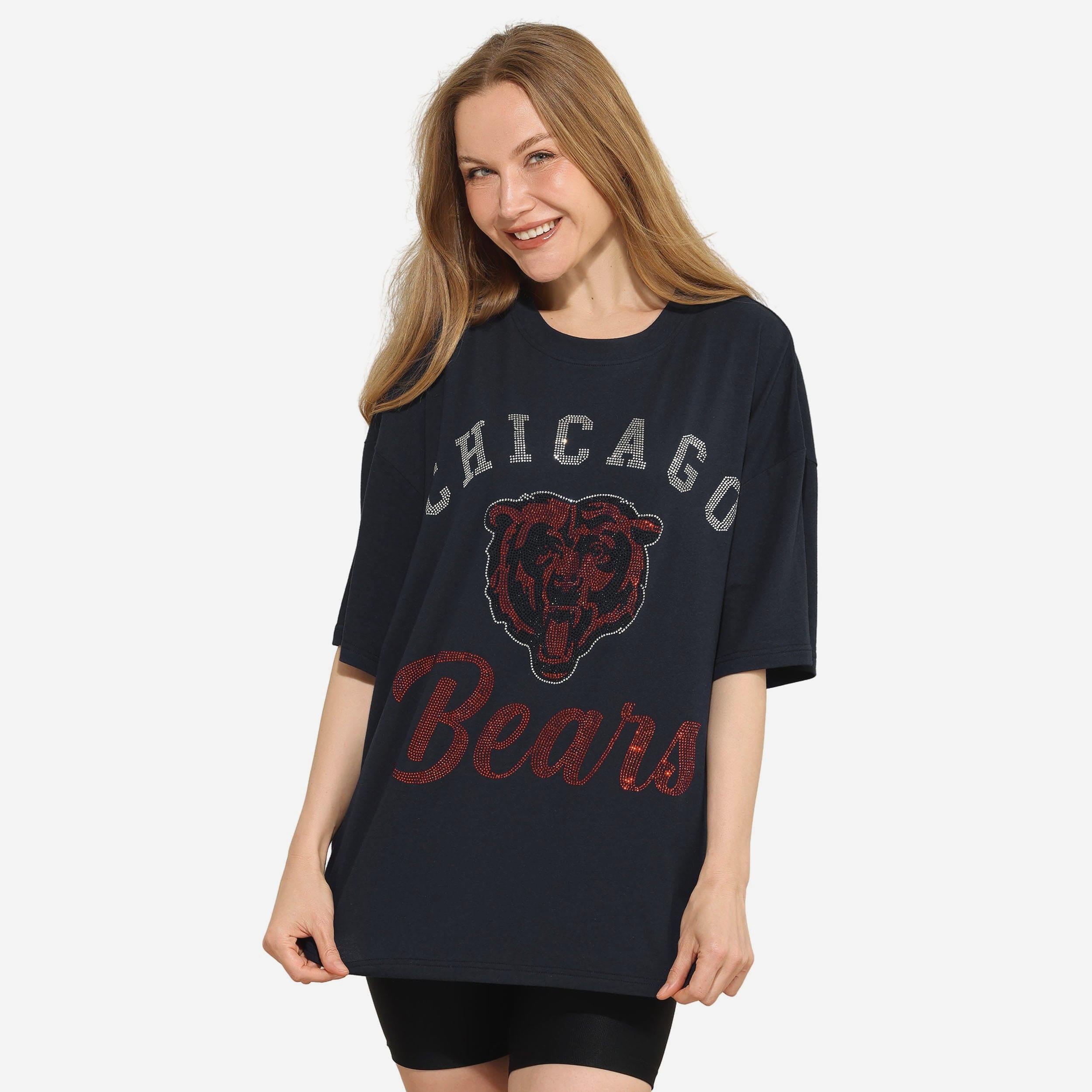 Chicago Bears T-shirt surdimensionné avec logo strass pour femme