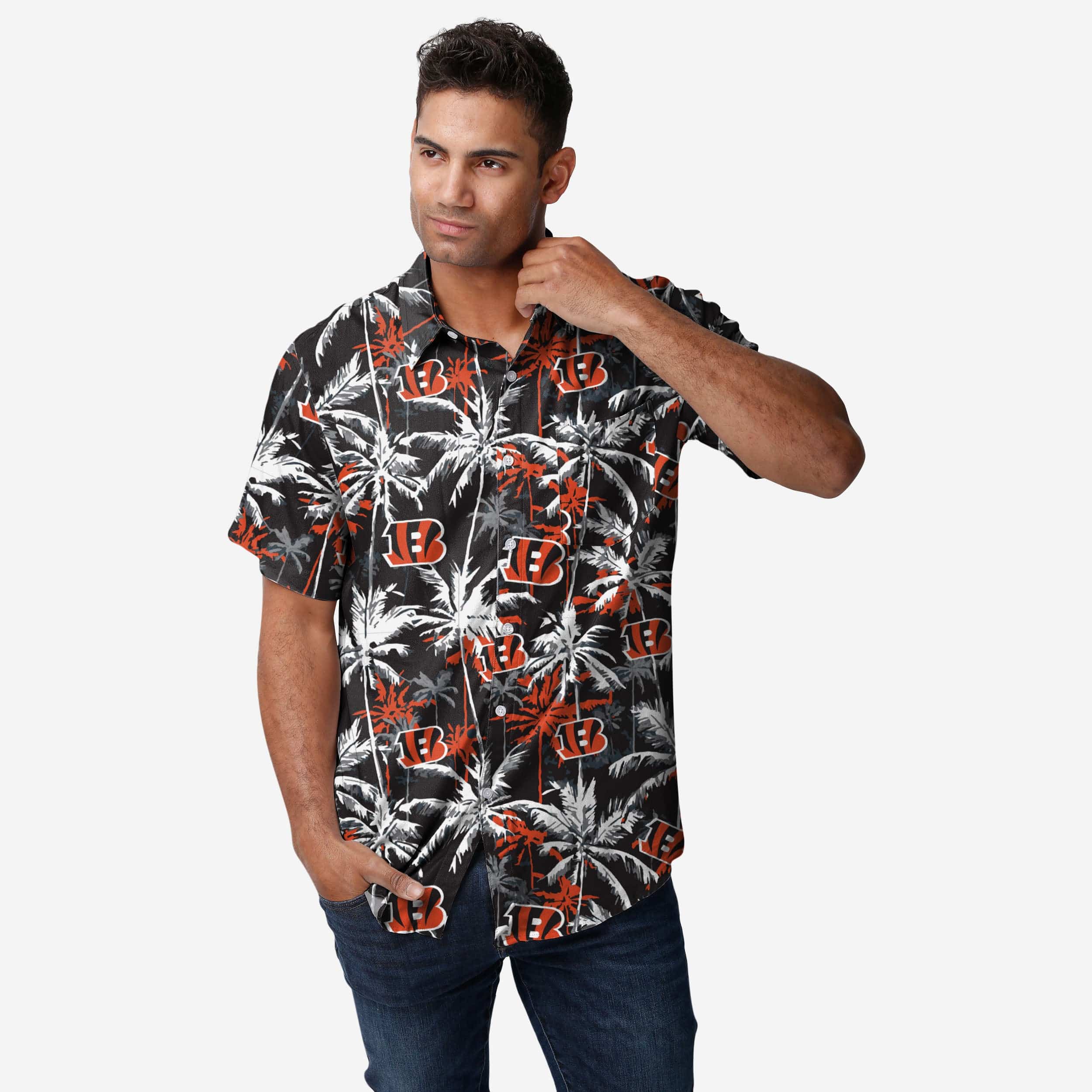 Cincinnati Bengals Chemise boutonnée à fleurs noire