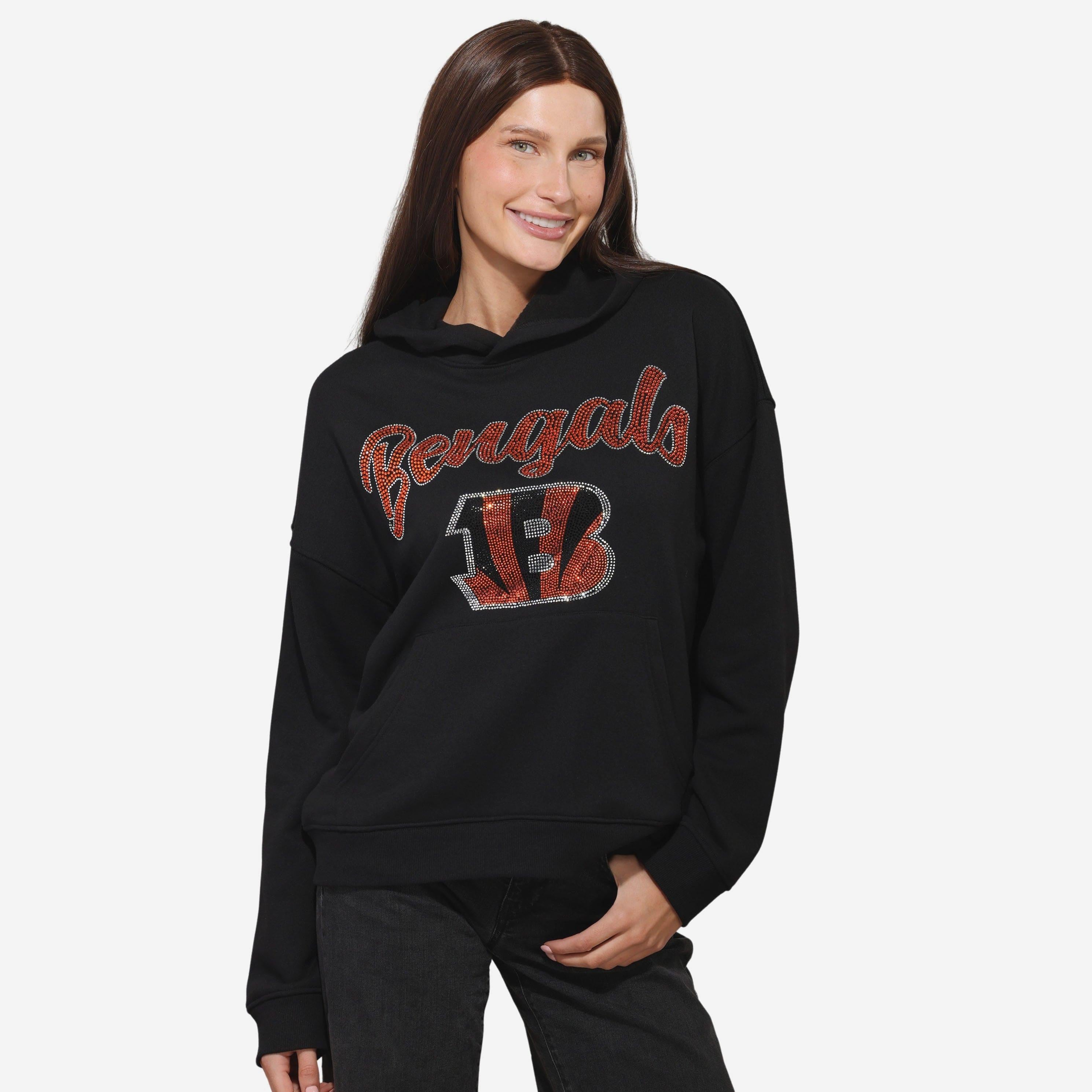 Cincinnati Bengals Sweat à capuche surdimensionné avec logo strass pour femme