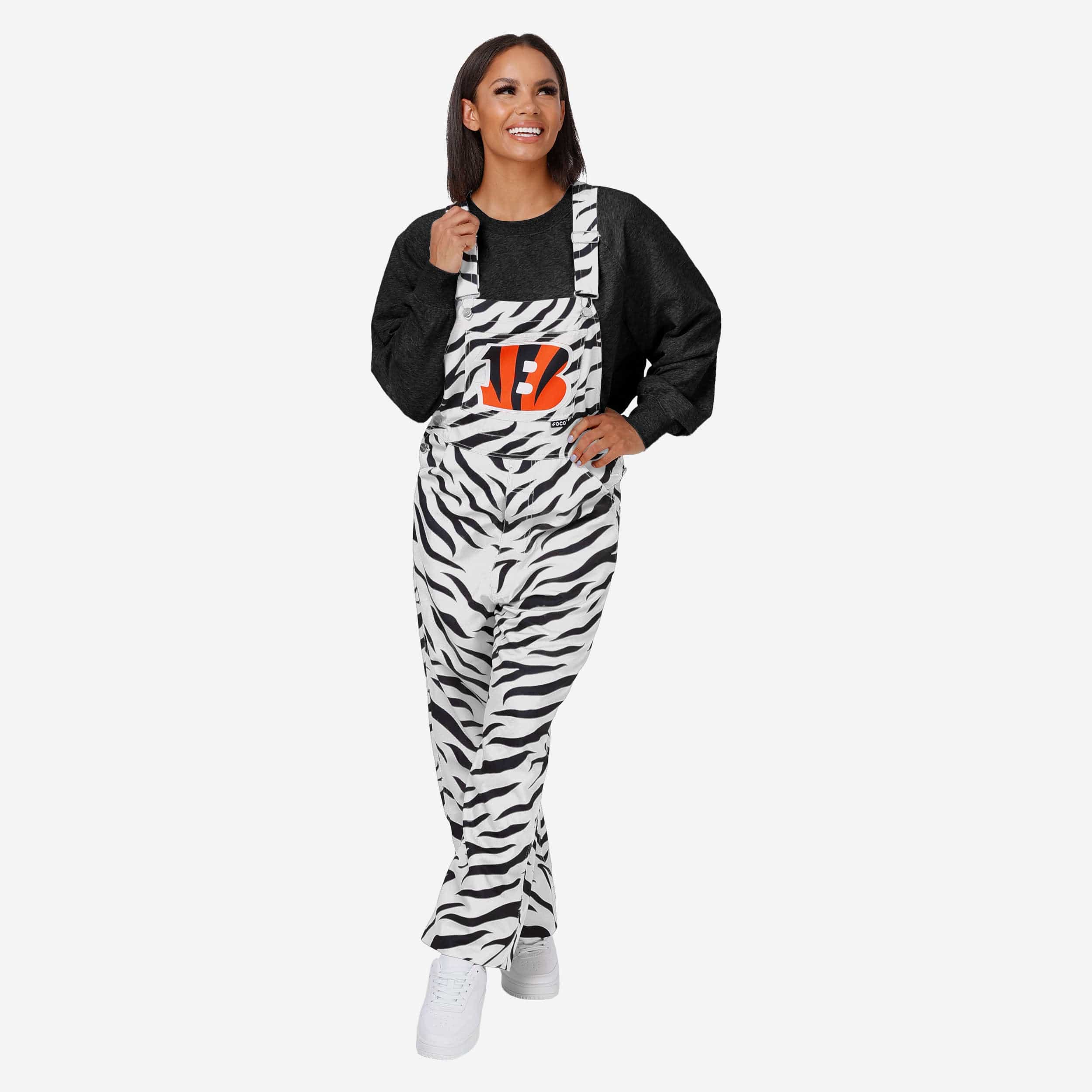 Cincinnati Bengals Salopette thématique à rayures tigre blanches pour femmes