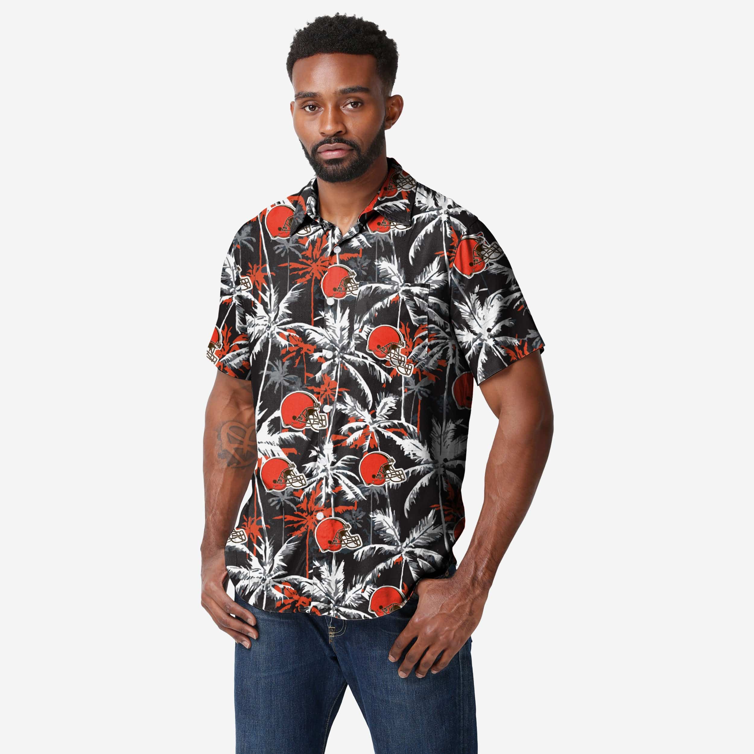 Cleveland Browns Chemise boutonnée à fleurs noire