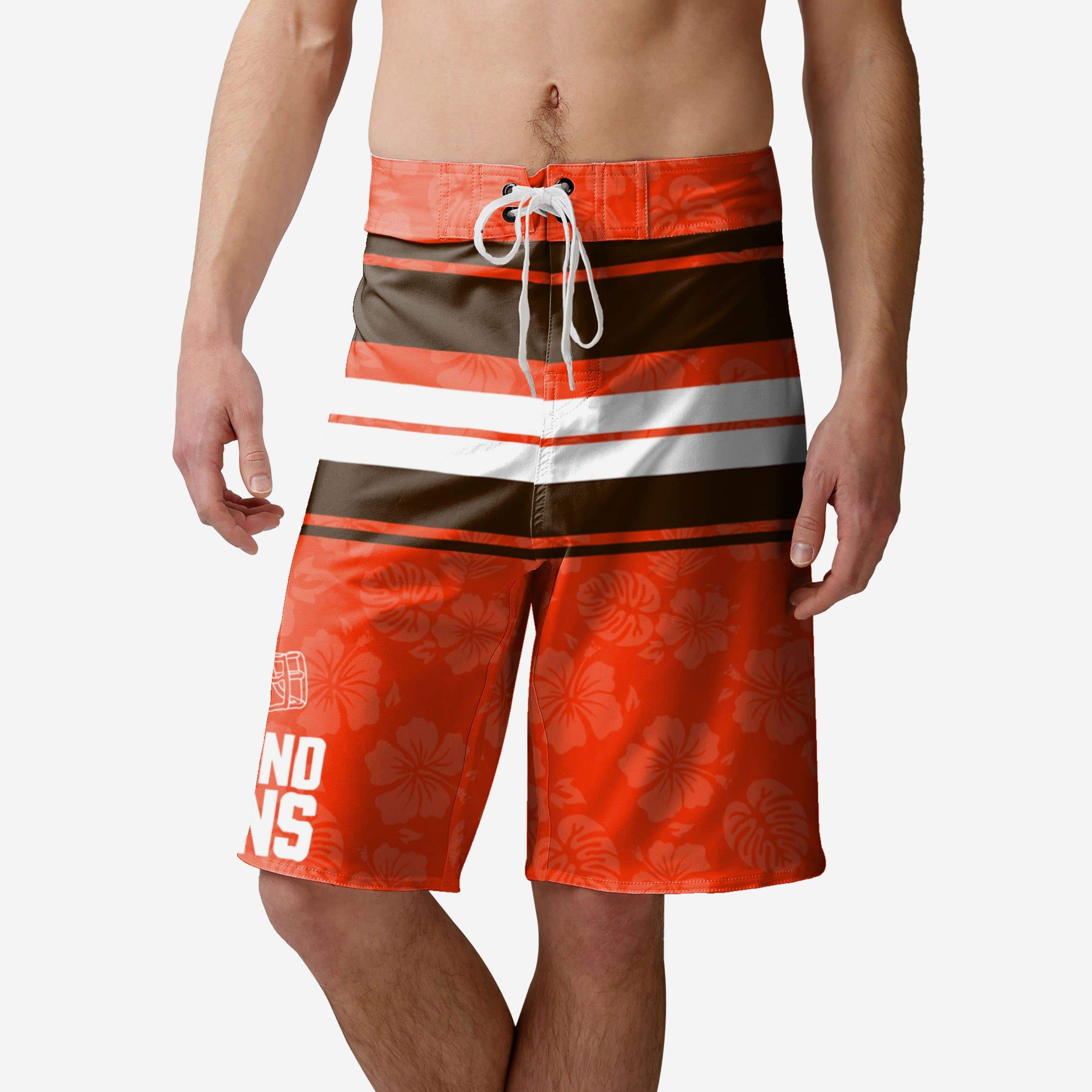 Cleveland Browns Short de bain à rayures Hibiscus Boardwalk