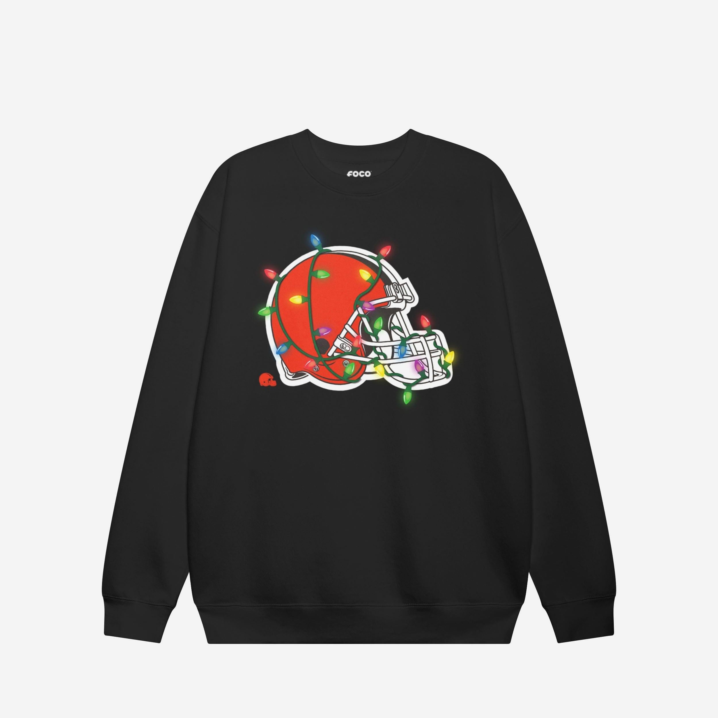 Cleveland Browns Sweat-shirt à col rond avec logo principal Holiday Lights