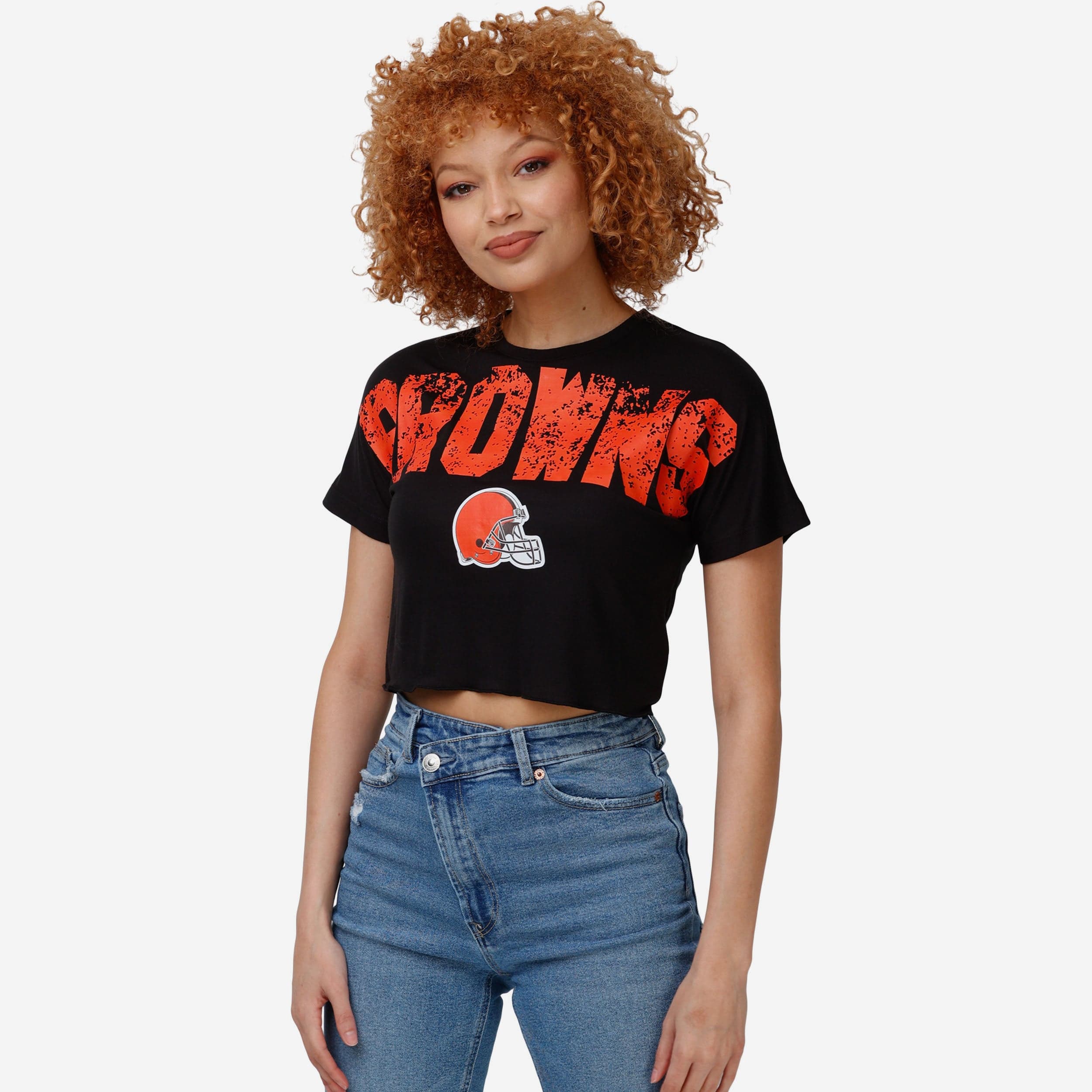 Cleveland Browns Haut court avec mot-symbole en détresse pour femme