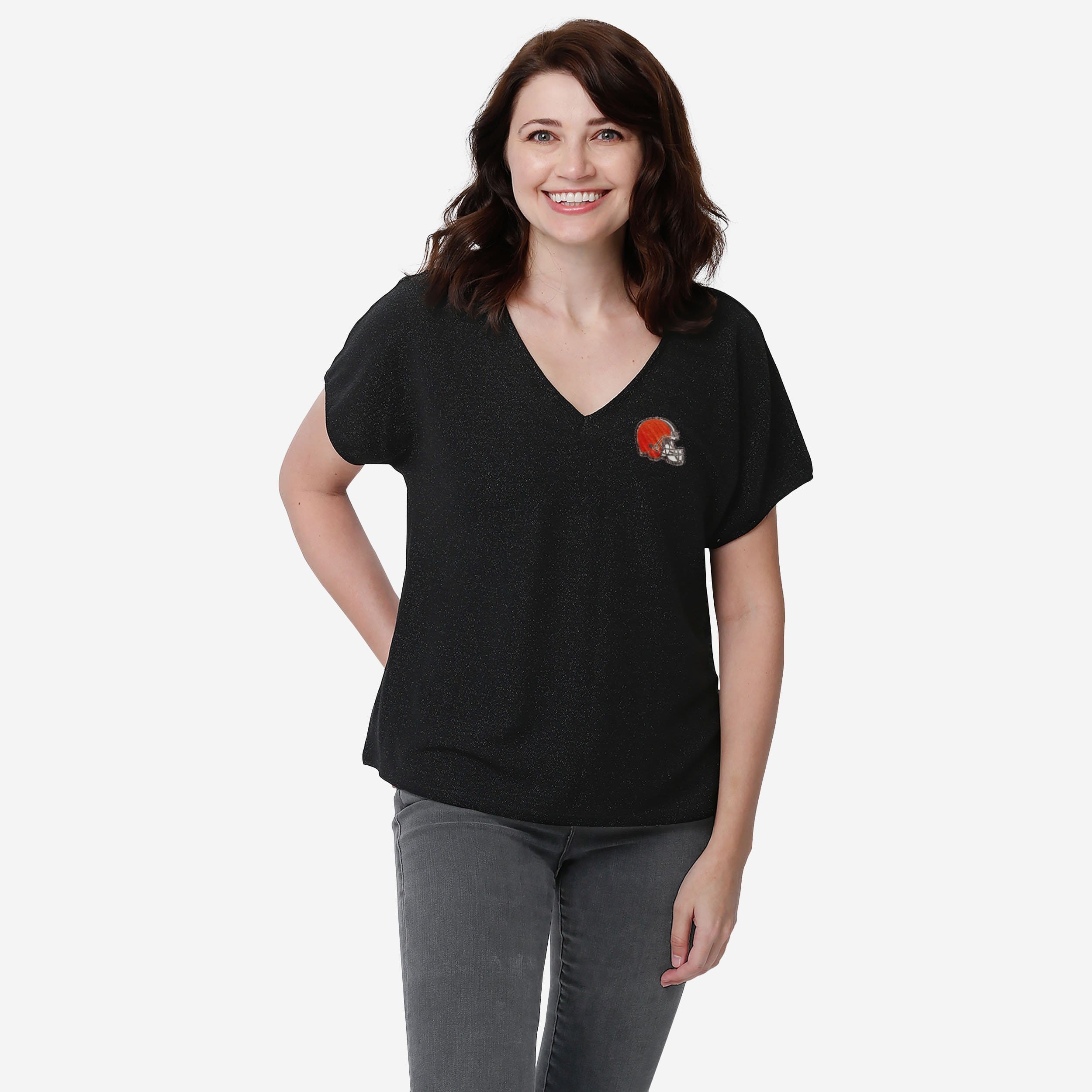 Cleveland Browns T-shirt à col en V à paillettes Gametime pour femmes