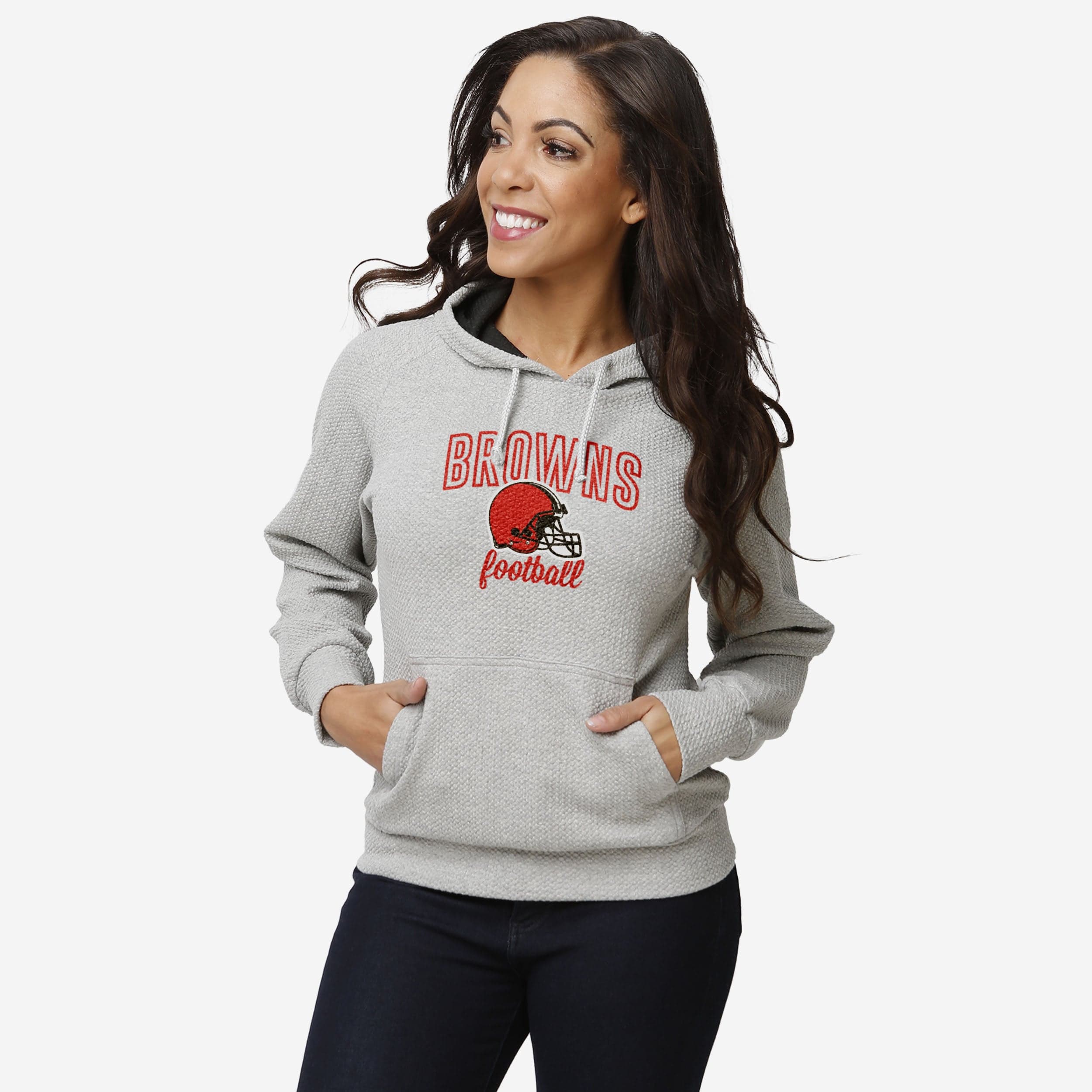 Cleveland Browns Sweat à capuche tissé gris pour femme