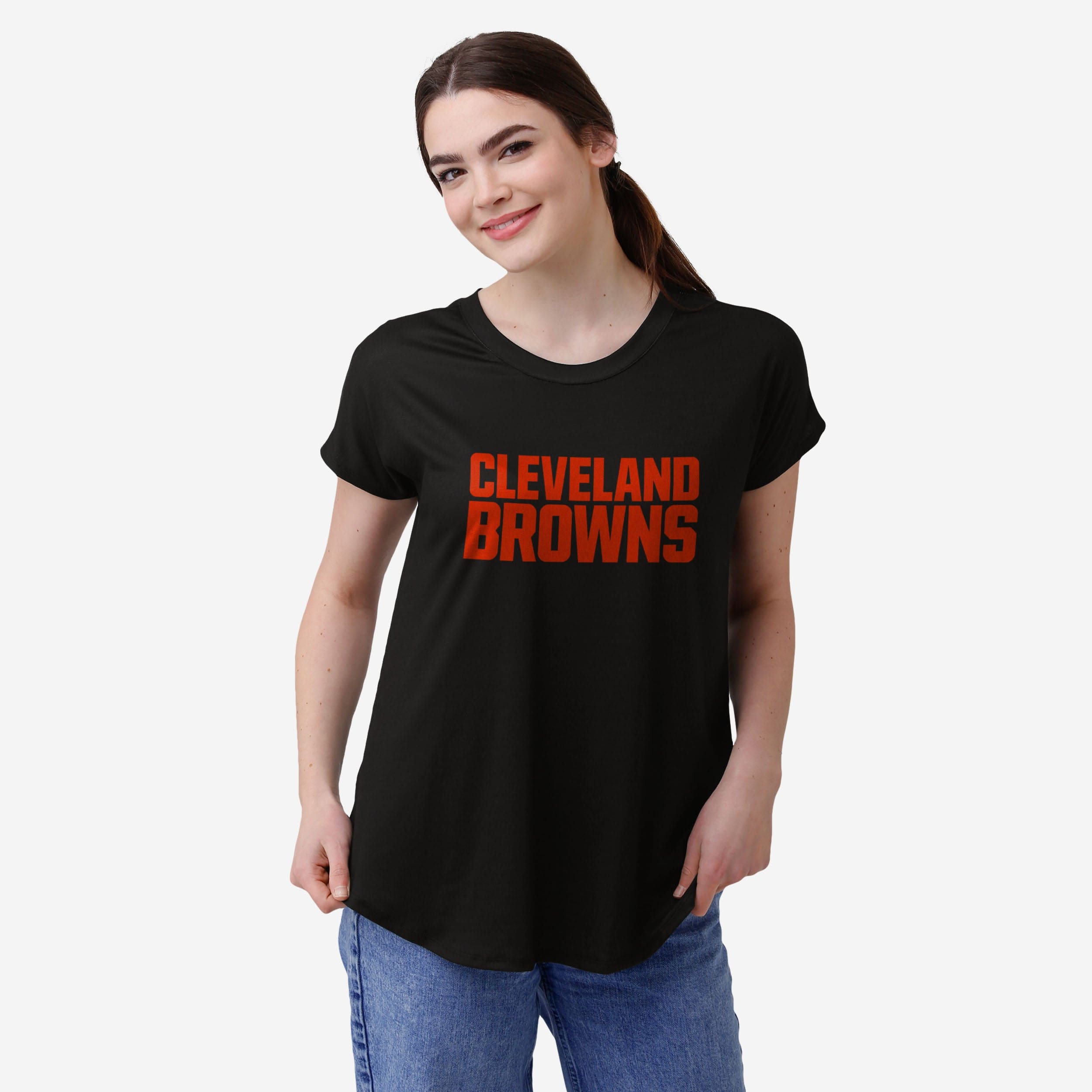 Cleveland Browns Haut tunique noir Wordmark pour femme