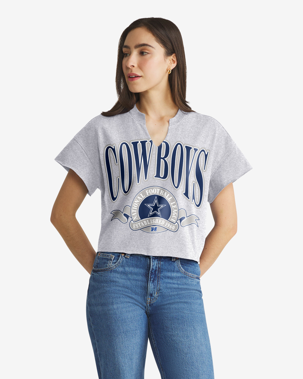 Dallas Cowboys BANNERS OUT '47 T-shirt surdimensionné à col cranté pour femmes