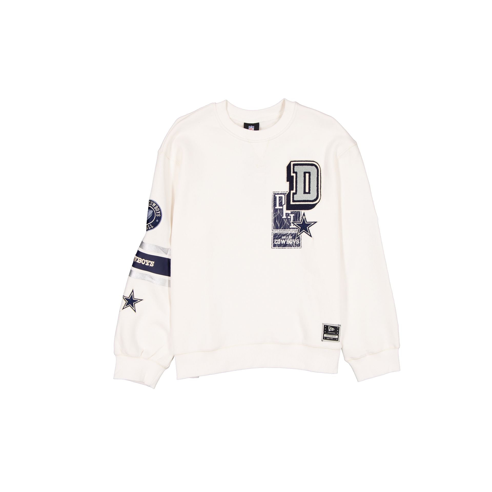 Dallas Cowboys Col rond universitaire blanc chromé pour femmes