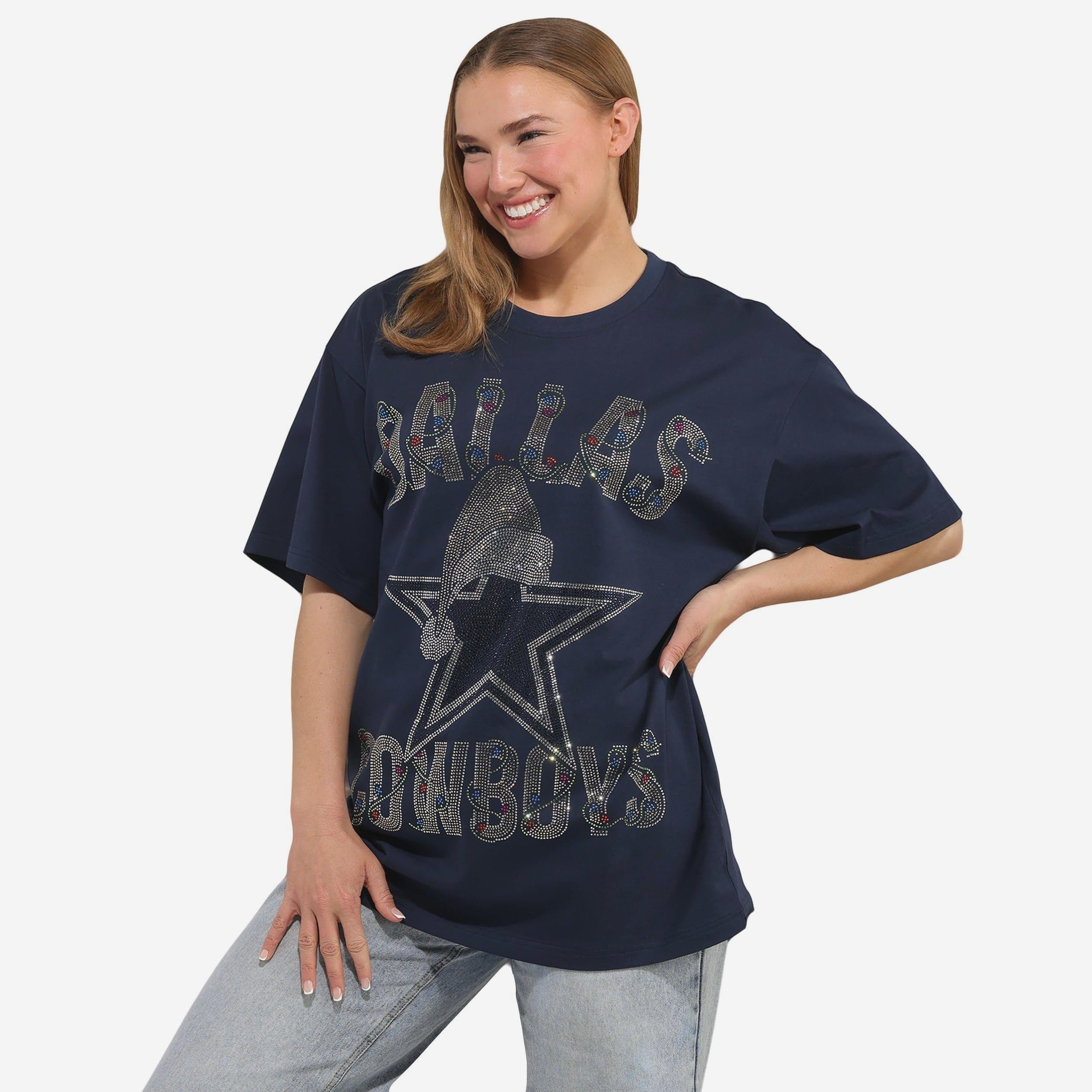 Dallas Cowboys T-shirt de vacances surdimensionné avec logo strass pour femme