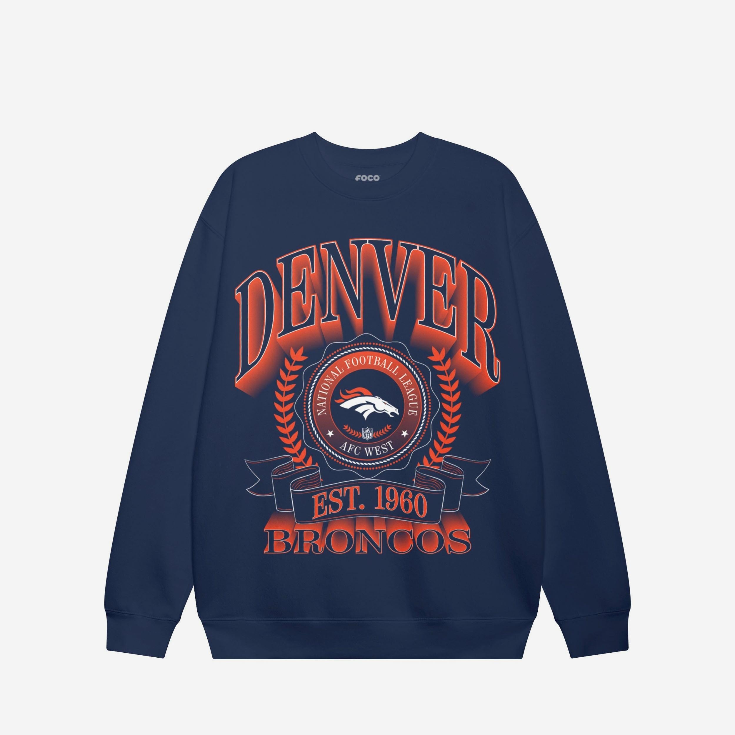 Denver Broncos Sweat-shirt à col rond avec écusson de bannière