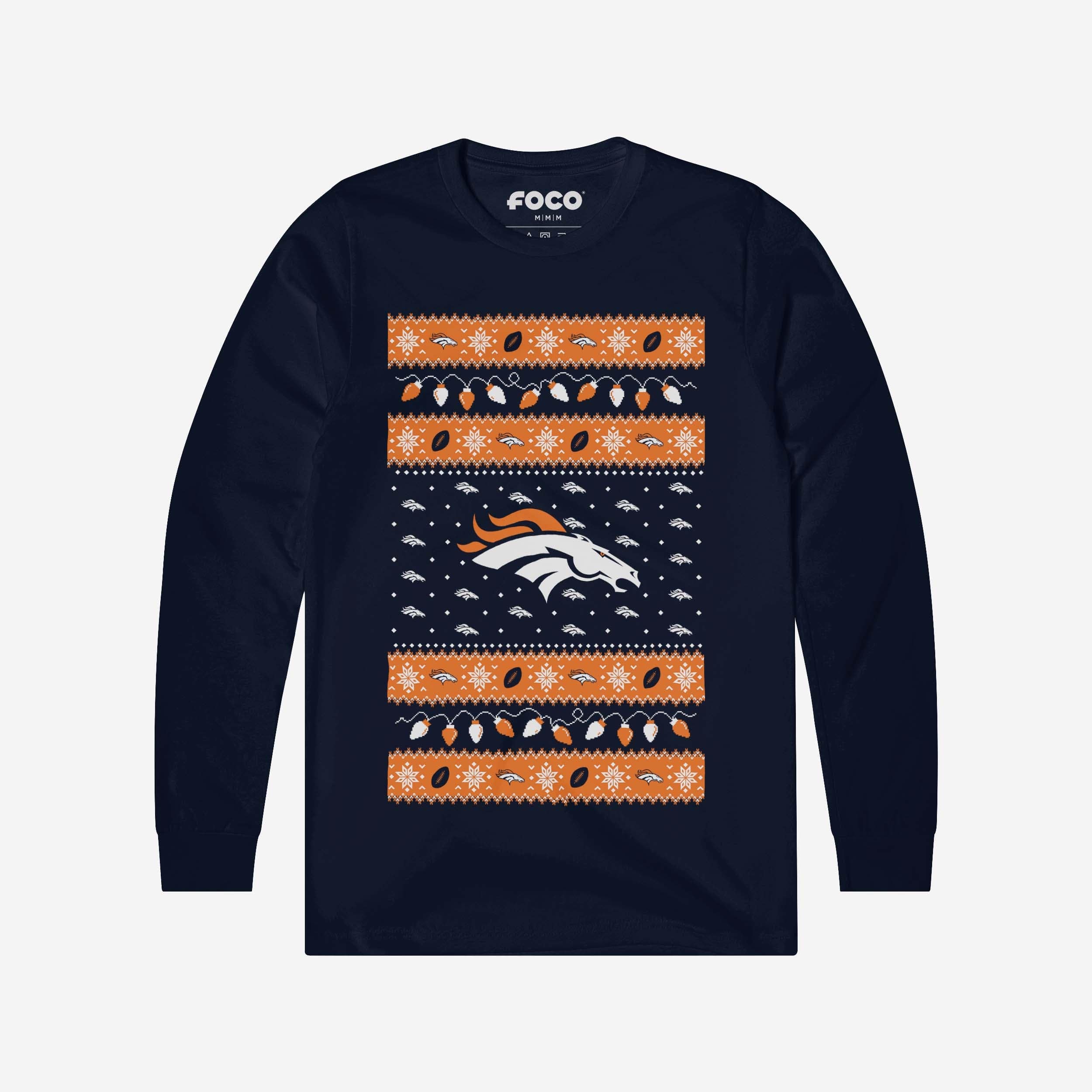 Denver Broncos Pull à manches longues Holiday Lights