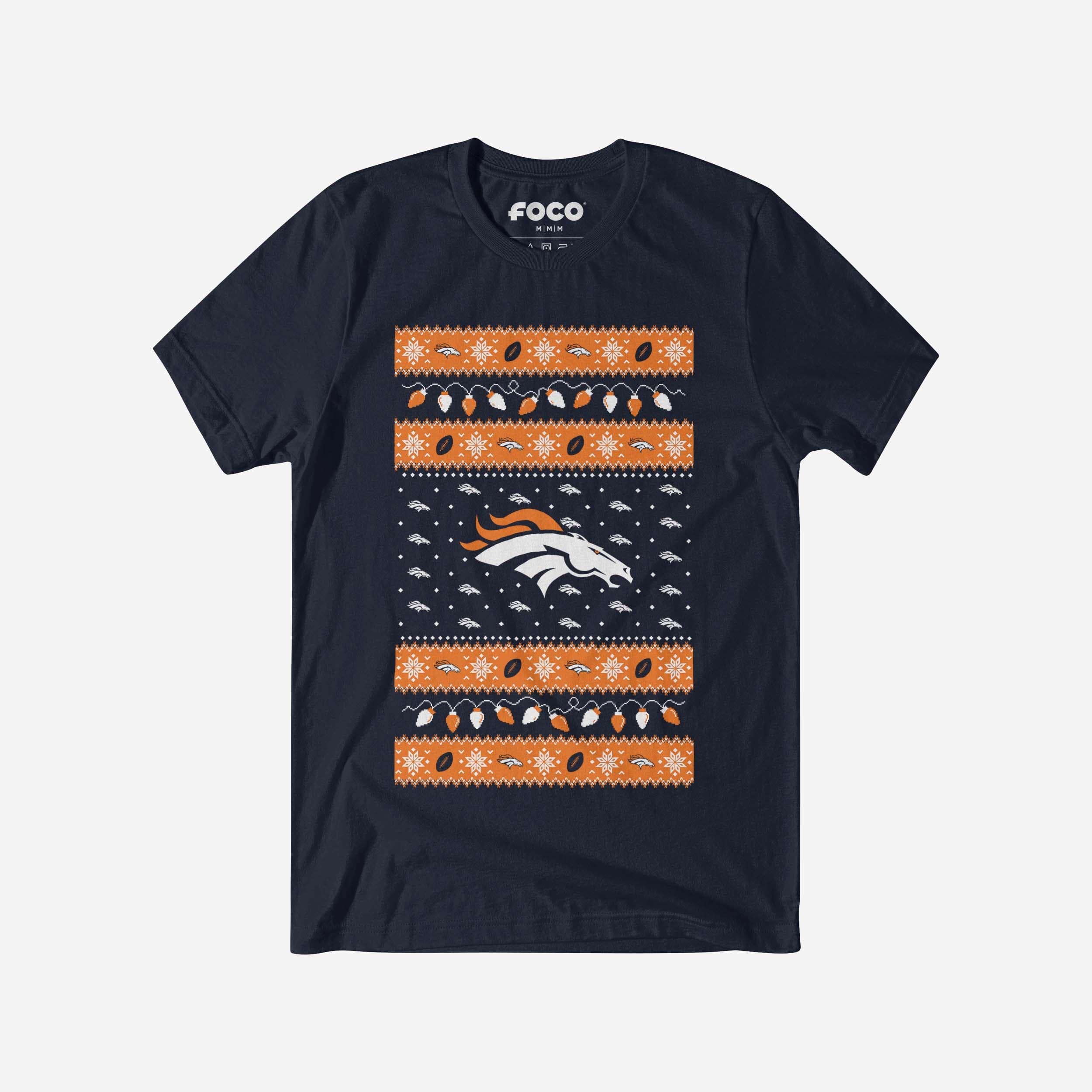 Denver Broncos T-shirt pull lumières de Noël